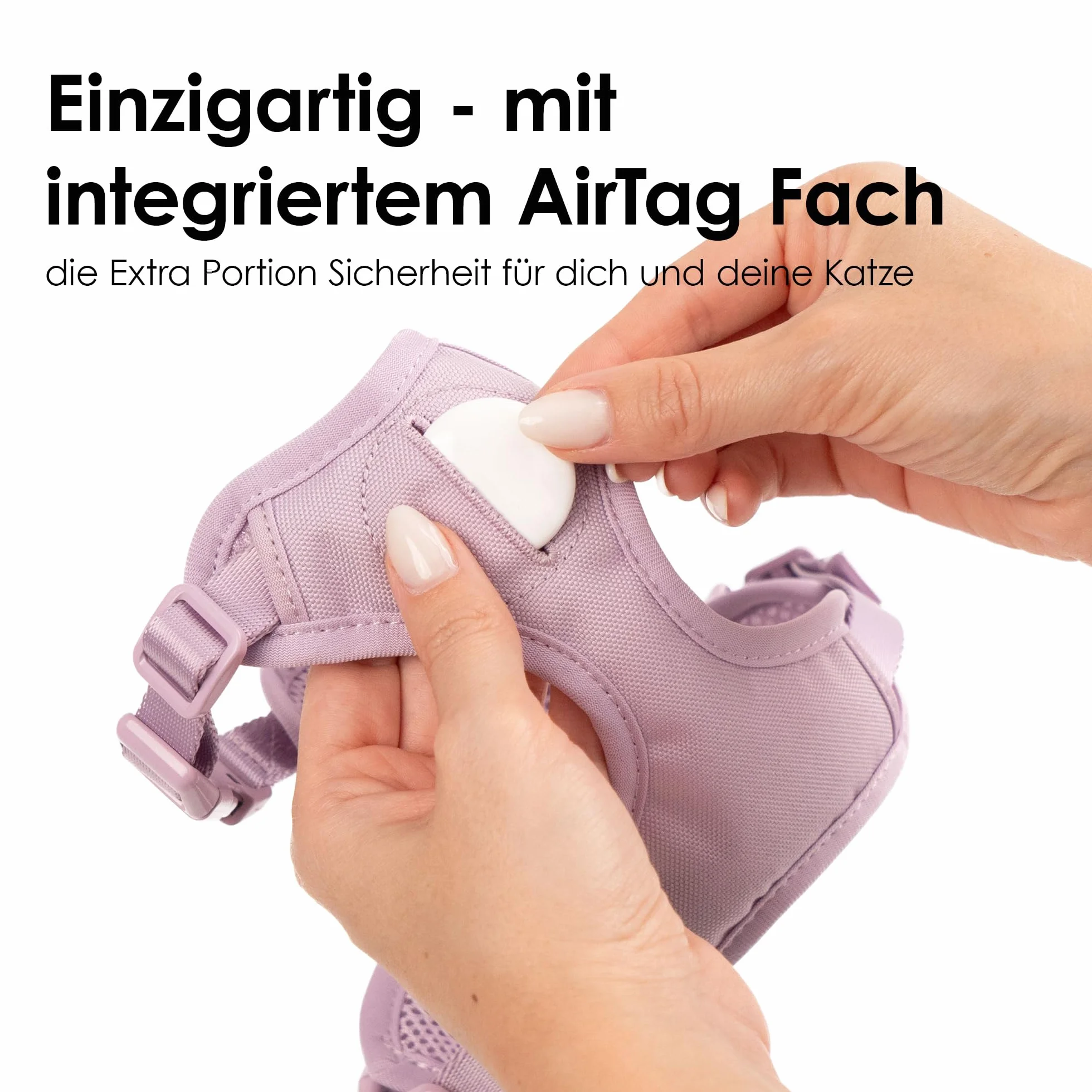 LucyBalu® Explorer uprząż dla kota ze smyczą | uprząż dla kota zabezpieczona przed ucieczką z kieszenią AirTag | uprząż na klatkę piersiową dla kota ze smyczą dla kotów | uprząż bezpieczeństwa ze