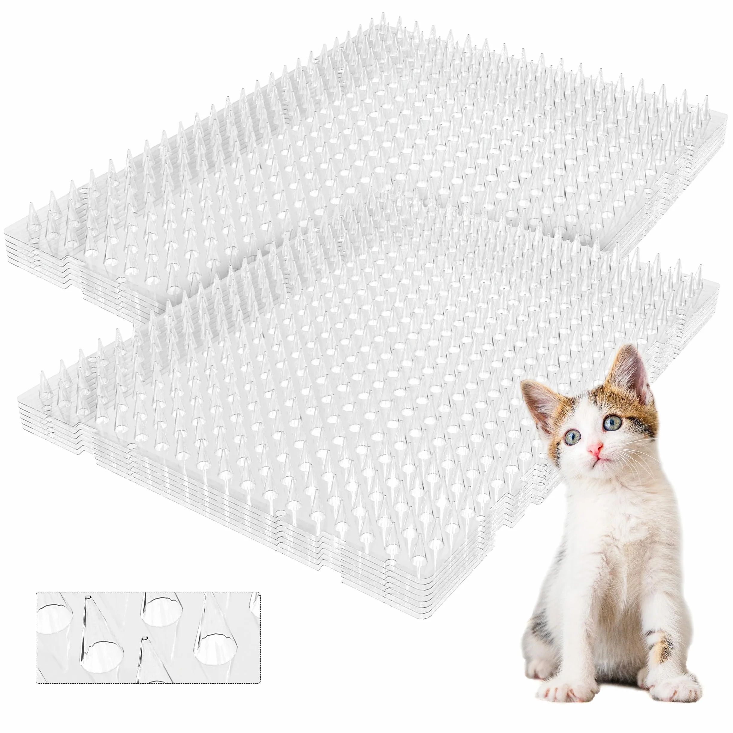42 x 32 cm Kratka z kolcami Przeciw kotom - mata przeciwko kotom do użytku wewnątrz i na zewnątrz Ochrona przed kotami w ogrodzie, anty-koci odstraszacz do ogrodu, rabat i parapetu