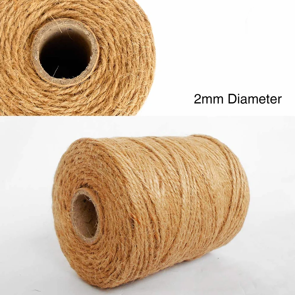 ANSIO Sznurek jutowy, sznurek jutowy, 3-warstwowy, grubość 2 mm, lina jutowa do dekoracji ogrodu, florystyki, DIY, sztuki, wiązanie, rękodzieło i owijanie, brązowy