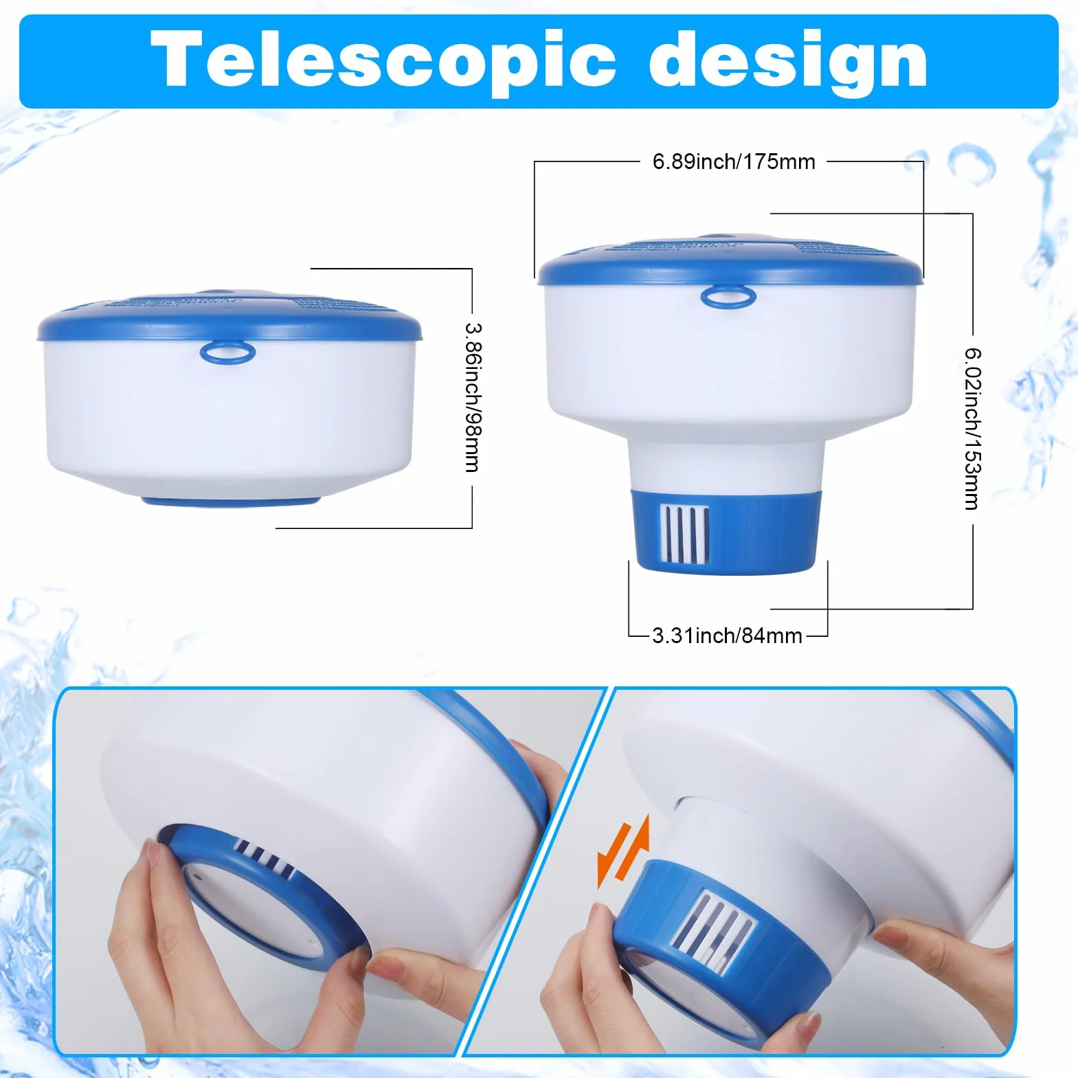 Zocipro Dozownik chloru basenu, 17 cm pływający dozownik chloru, pływak chemiczny z basenem chemicznym, pływak chloru do basenu, SPA