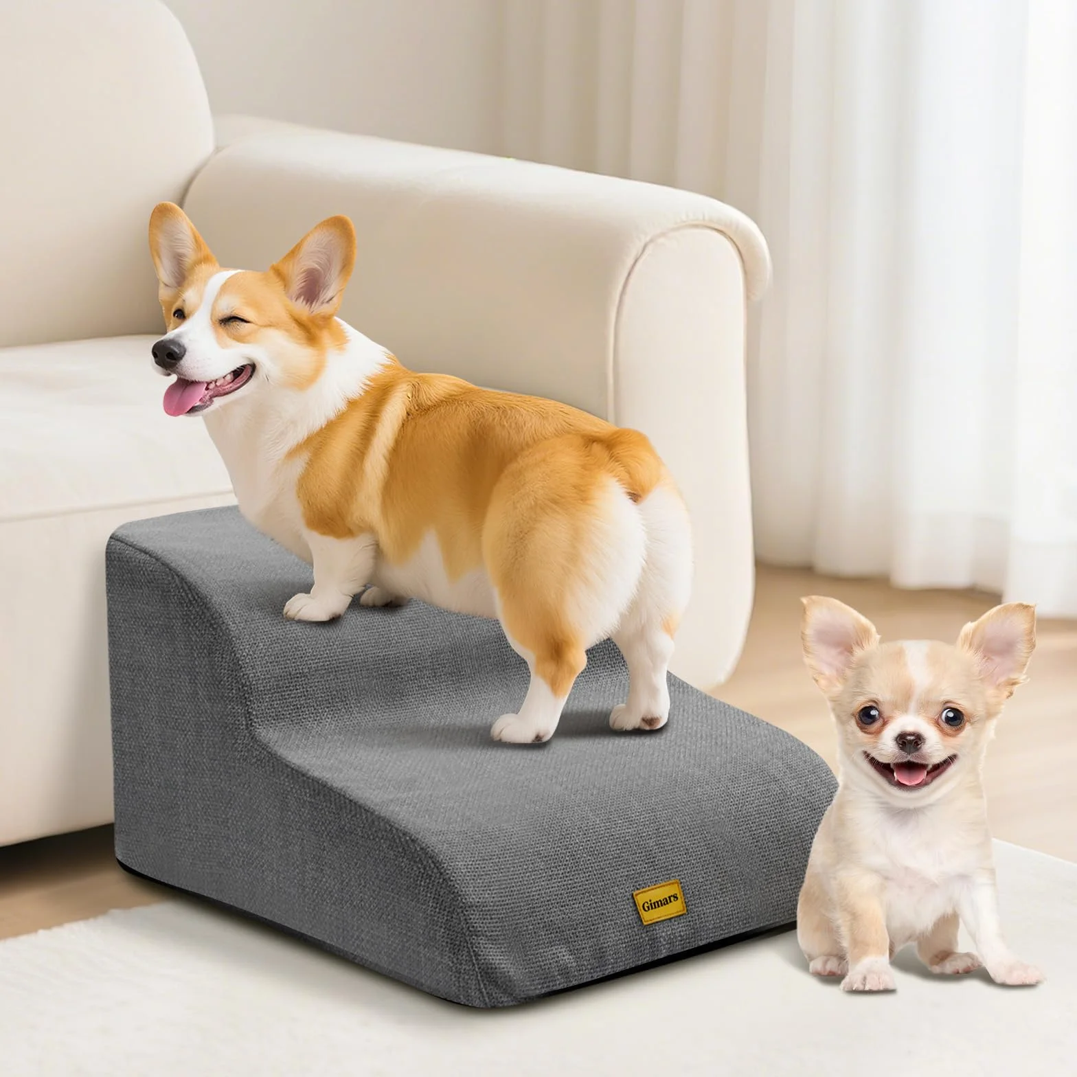 Gimars 55CM Długie Schody 2-Stopniowe dla Psów 30CM Wys. Pianka 33D Antypoślizgowa Podstawa 30KG