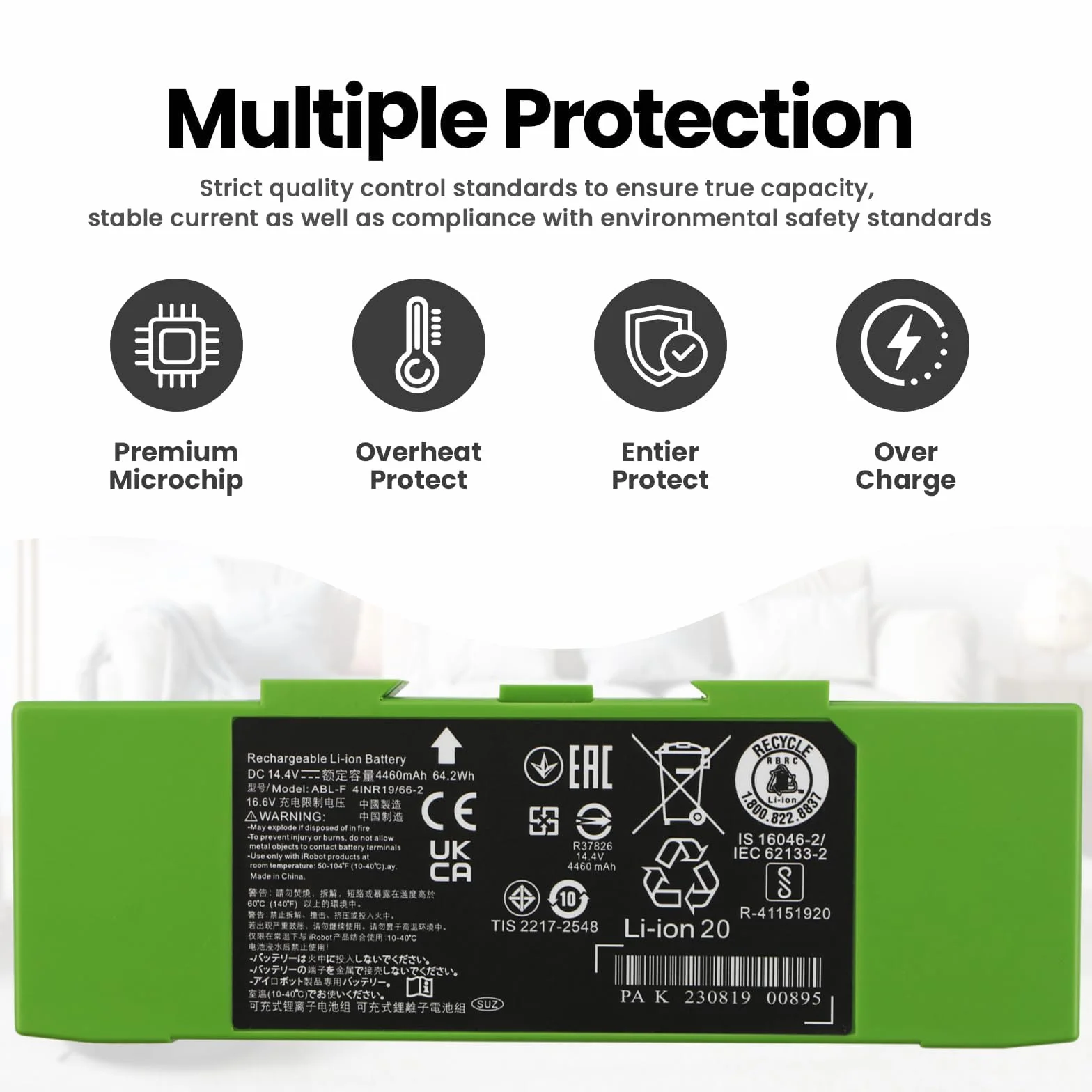 ABL-F Batterie Compatible with iRobot Roomba i6 i4 Plus i4+ i3 i3+ 3150 i3152 e5 e6 J9+ i8 i8+ i8550 J7 J7+ J7 Plus J7550 J7150 i7 i7+ i7158 i7550 i755020 i7156 i7556 i7558 Series Vacuum Cleaner