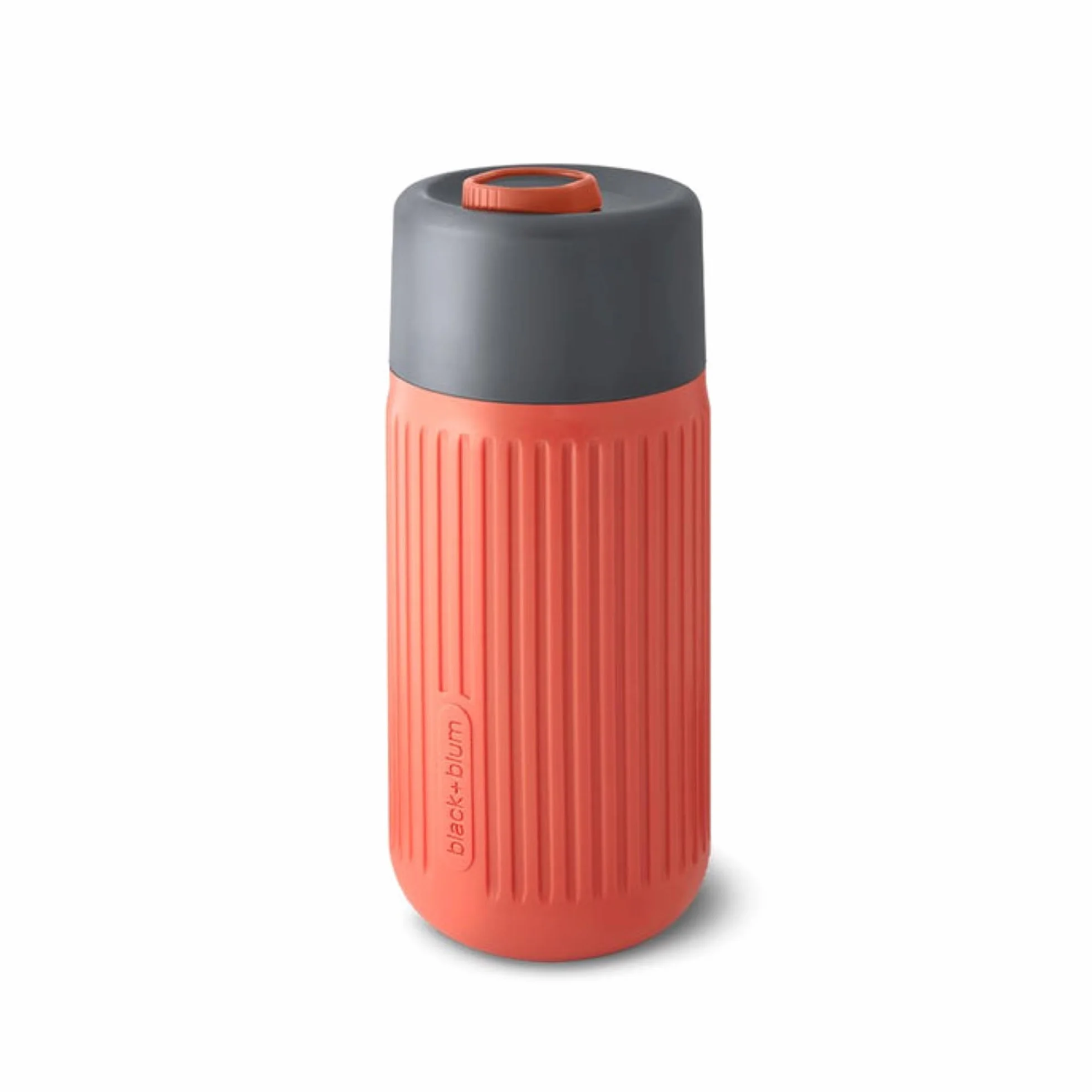 BLACK + BLUM - Szczelny i neutralny smak szklany kubek podróżny - silikonowy rękaw i zamykana nasadka - nadaje się do mycia w zmywarce, koralowy - 340 ml
