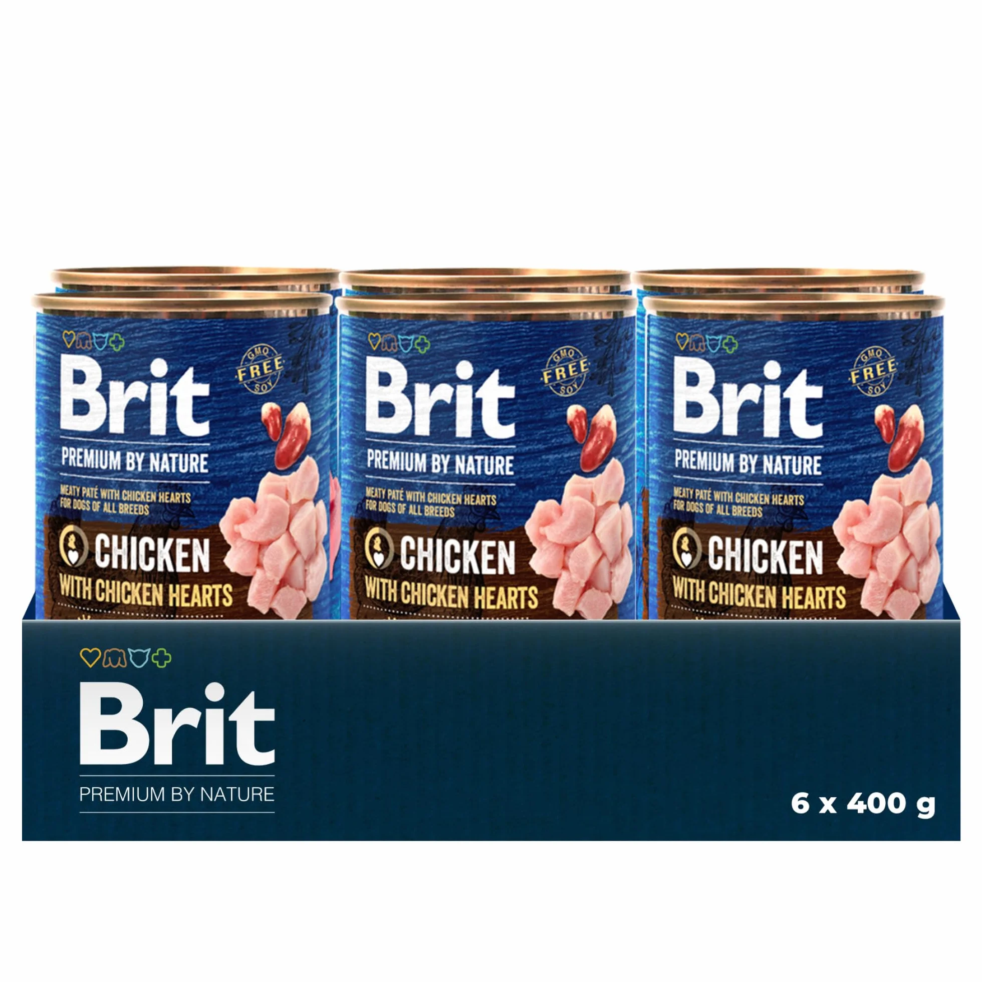 Brit Premium by Nature mokra karma dla dorosłych psów, kurczak z serduszkami z kurczaka, pojedyncza karma, 6 x 400 g