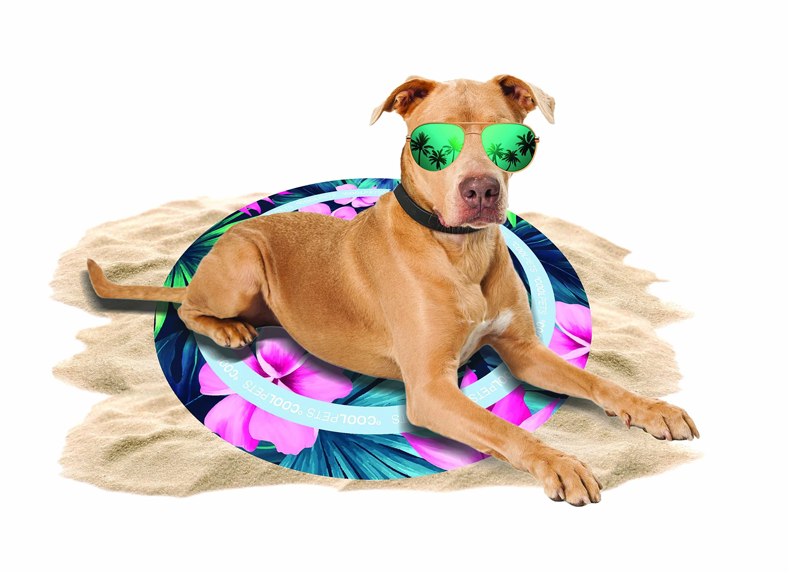 CoolPets Tropical Premium mata chłodząca – odpowiednia dla psów – antypoślizgowa – wzór kwiatowy – Ø 60 cm