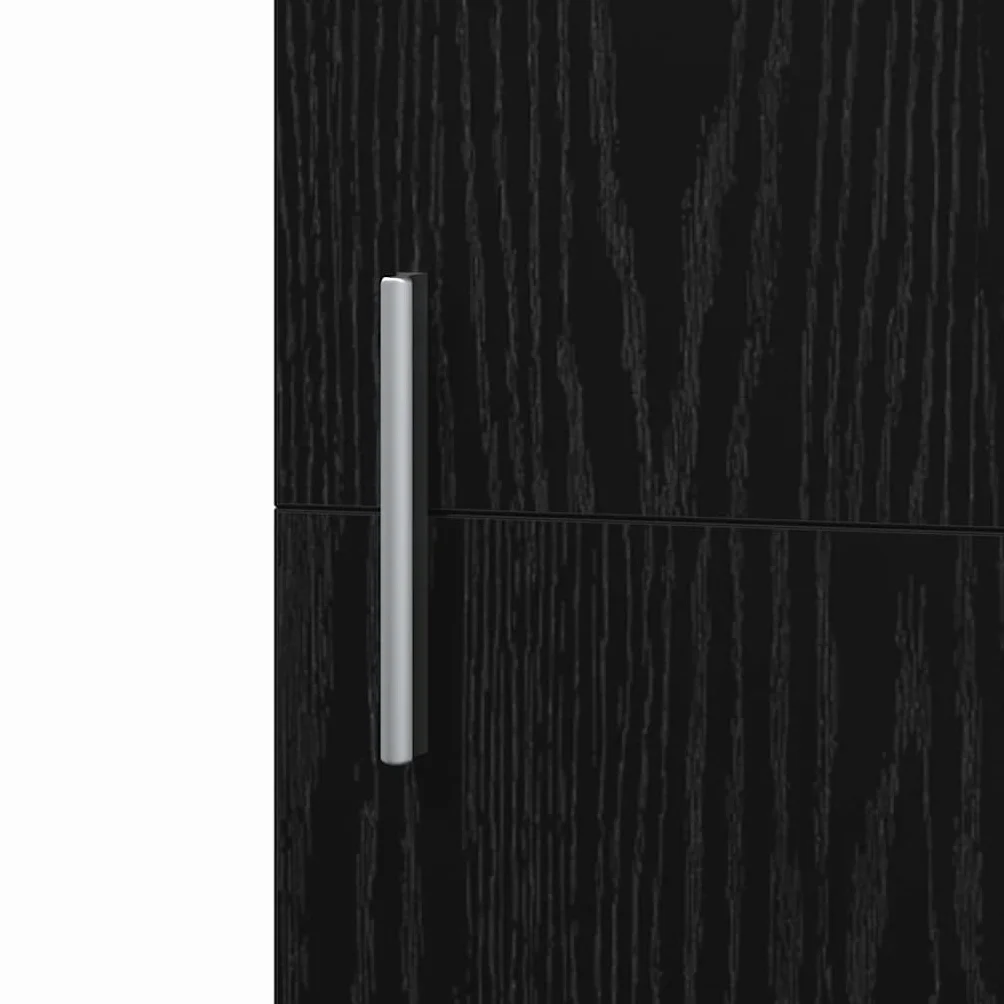 vidaXL Highboard 2 pcs Czarny Dąb 50 x 42,5 x 185 cm, Nowoczesny prostokątny wysoki kredens, pojemna szafka, stylowy mebel do organizacji w salonie