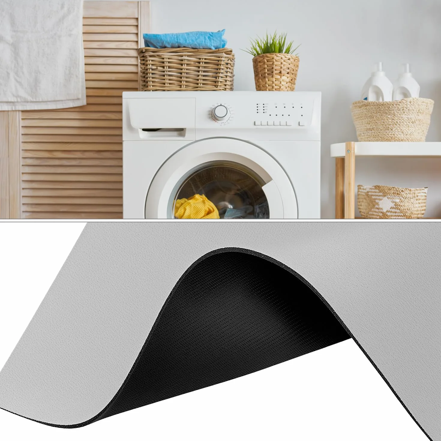 QWORK® Pokrowiec na pralkę 60 x 60 cm, antypoślizgowy ochraniacz pralki, osłona pralki, do pralki, suszarki