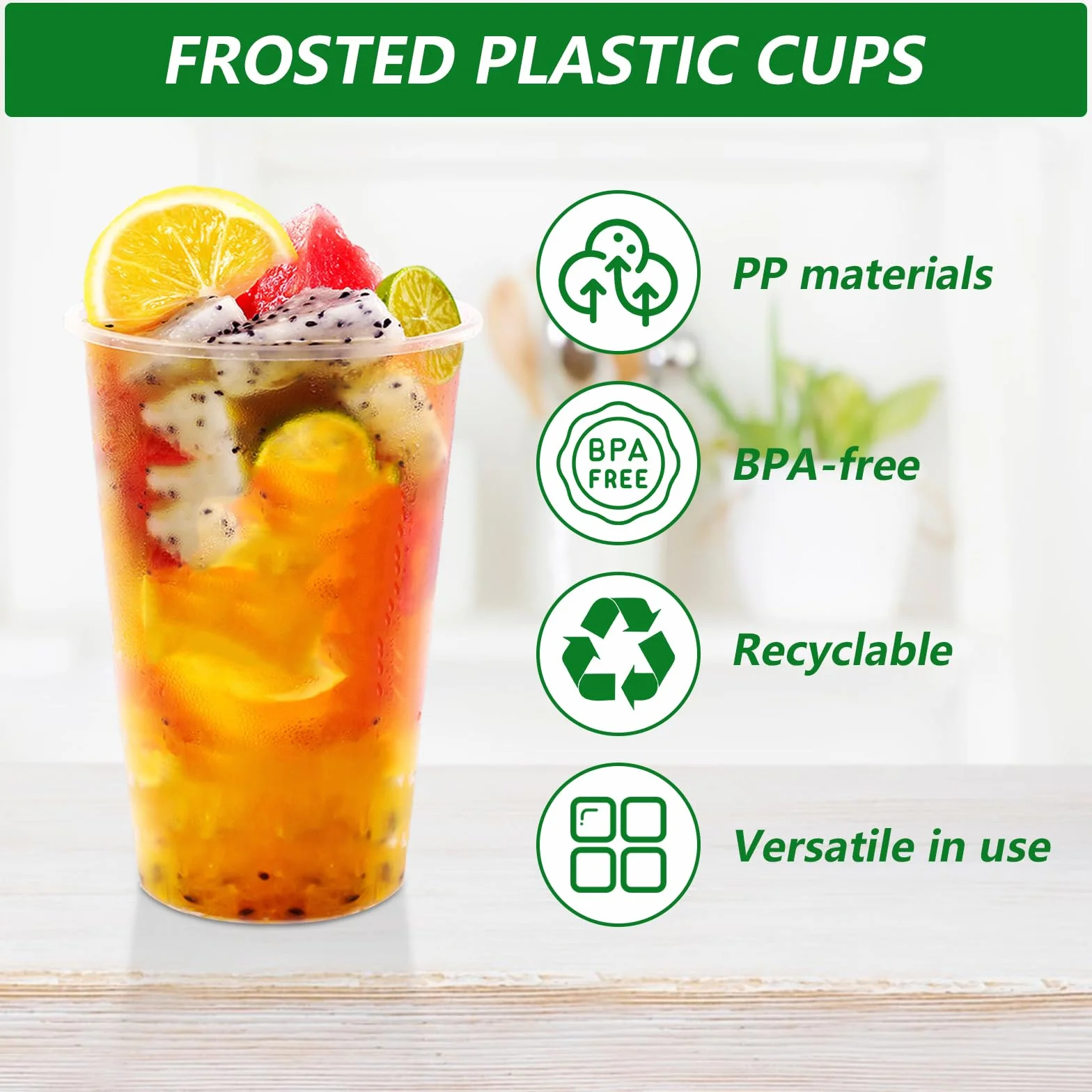 100 sztuk plastikowych kubków, 400 ml, zestaw kubków imprezowych z tworzywa sztucznego, matowe plastikowe kubki na przyjęcia z napojami, urodziny, wesele