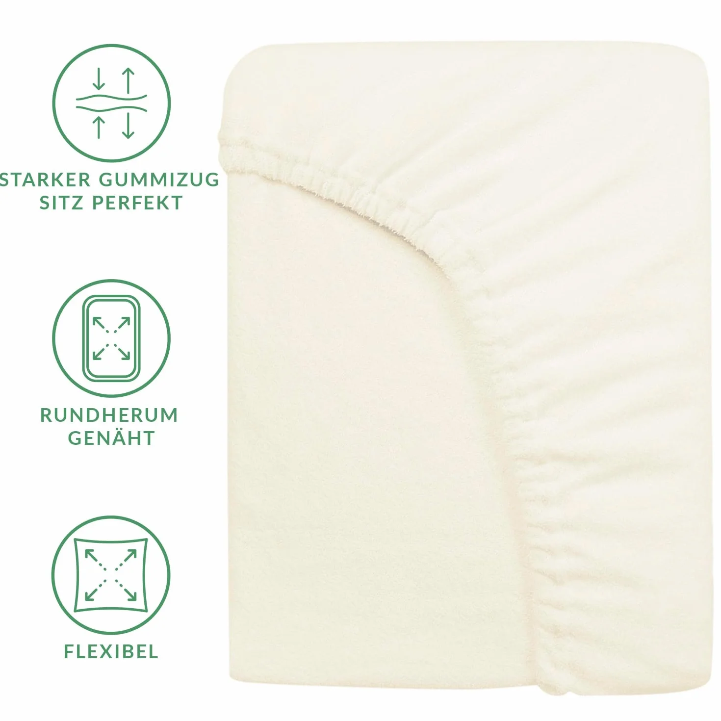 Prześcieradło z gumką frotte – miękkie prześcieradło z gumką – wysoka gramatura 155 g/m2 – wysokość materaca do 20 cm (Ecru, 160 x 200)