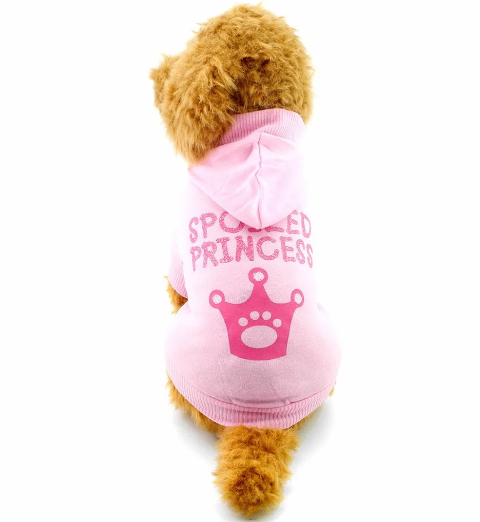 SMALLLEE_LUCKY_STORE Mały pies zepsuta bluza z kapturem chihuahua ubrania dla dziewcząt korona szczeniak koszulka dla kota Yorkshire zabawka pudel różowy S