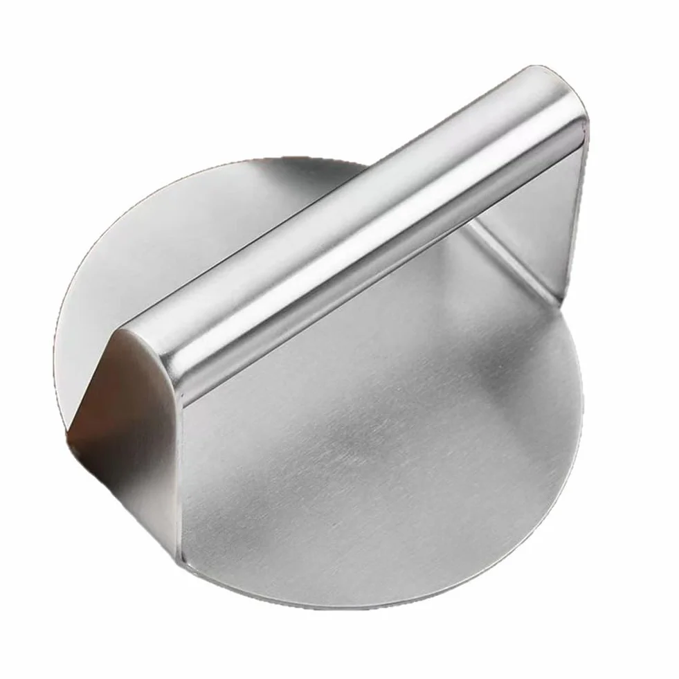 Prasa do burgerów ze stali nierdzewnej, 14 cm, okrągły hamburger smasher, płaskie dno, nieprzywierająca prasa do mięsa, do hamburgerów, bekonu, kiełbasy i mielonej wołowiny na grillu lub patelni