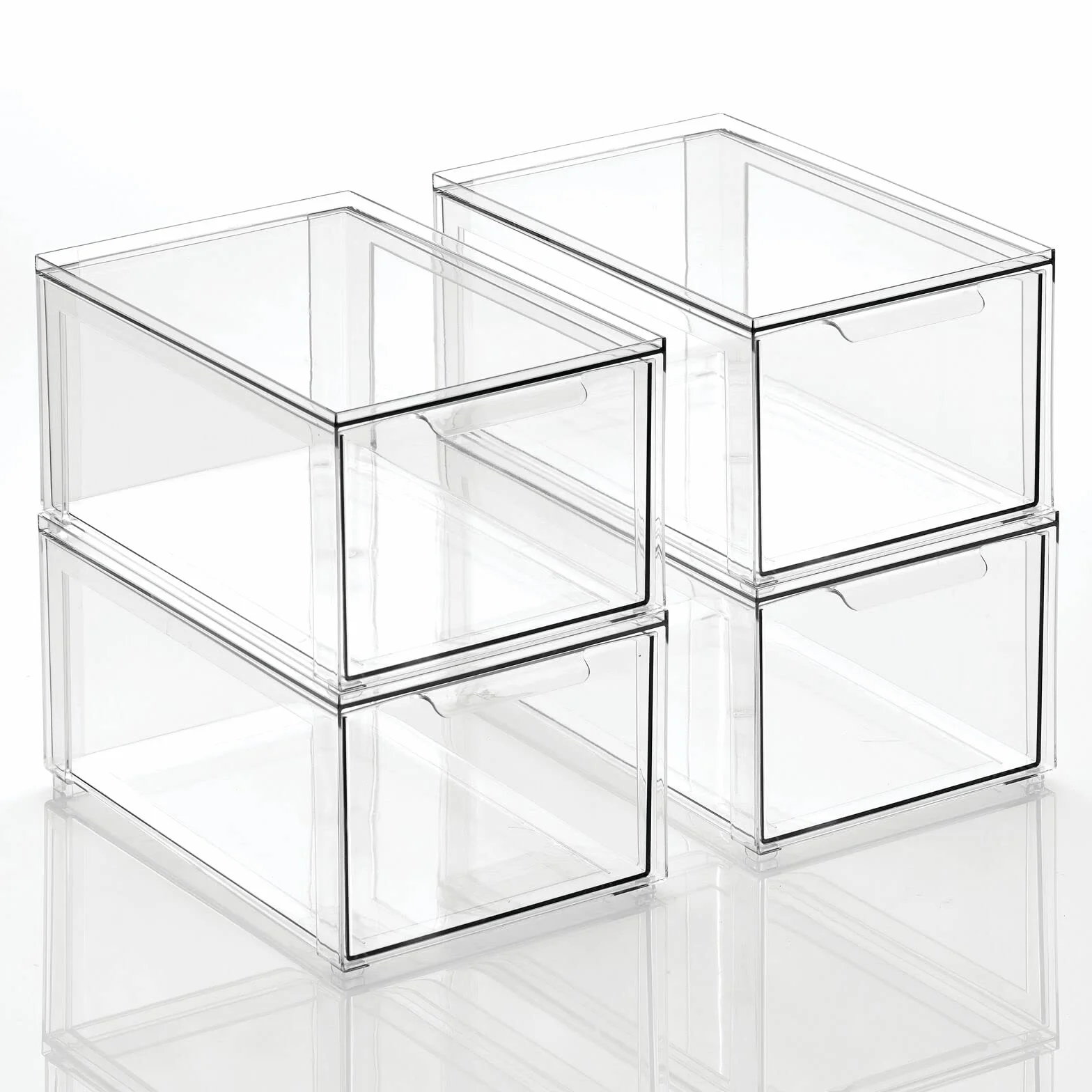 mDesign Zestaw 4 plastikowych pudełek do przechowywania z wyciąganą szufladą, pudełko do przechowywania przyborów toaletowych, kosmetyków, kosmetyków, kosmetyków, kosmetyków
