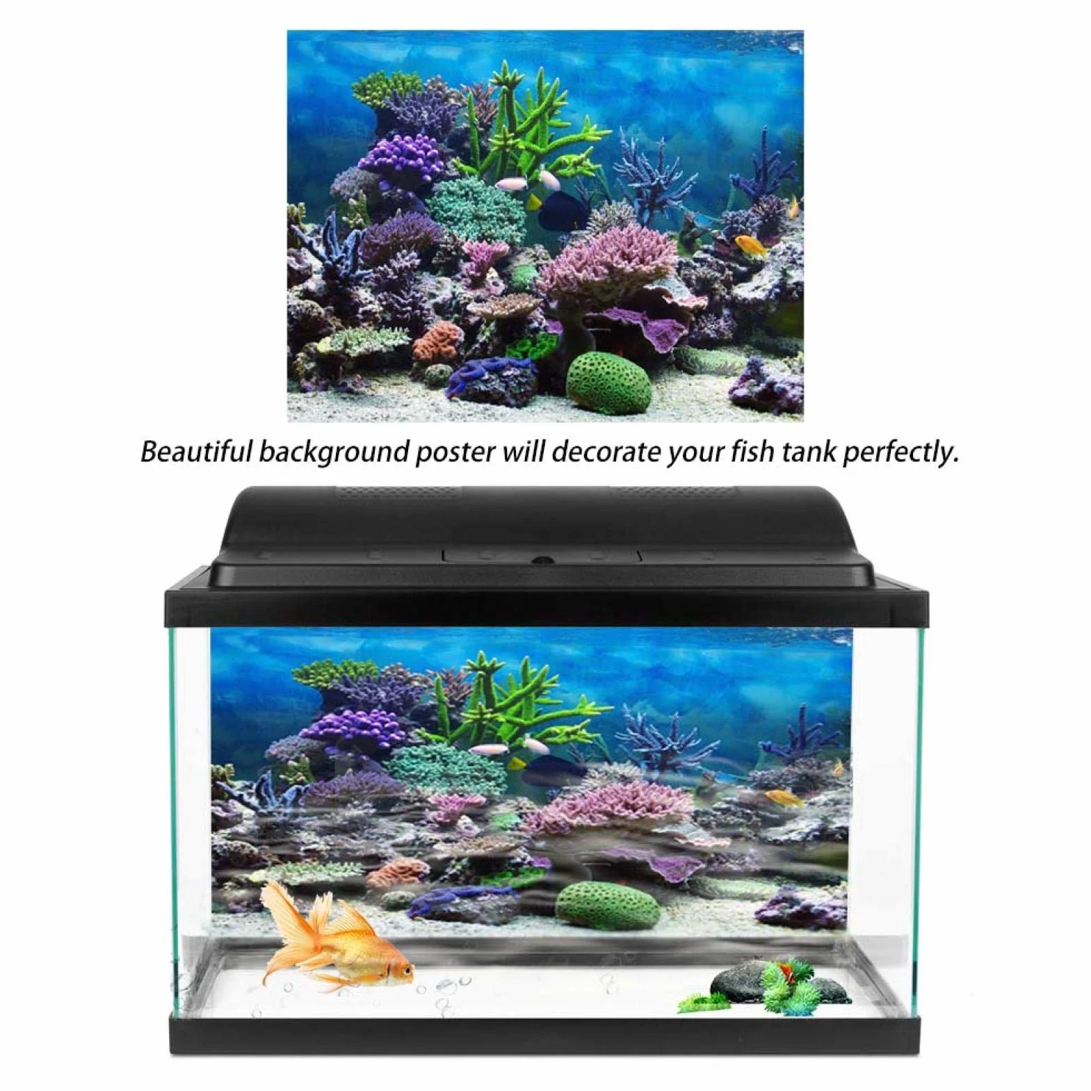 Akwarium Tło Klej do PVC Plakat Podwodny Koral Dekoracyjny Papier 61x30cm