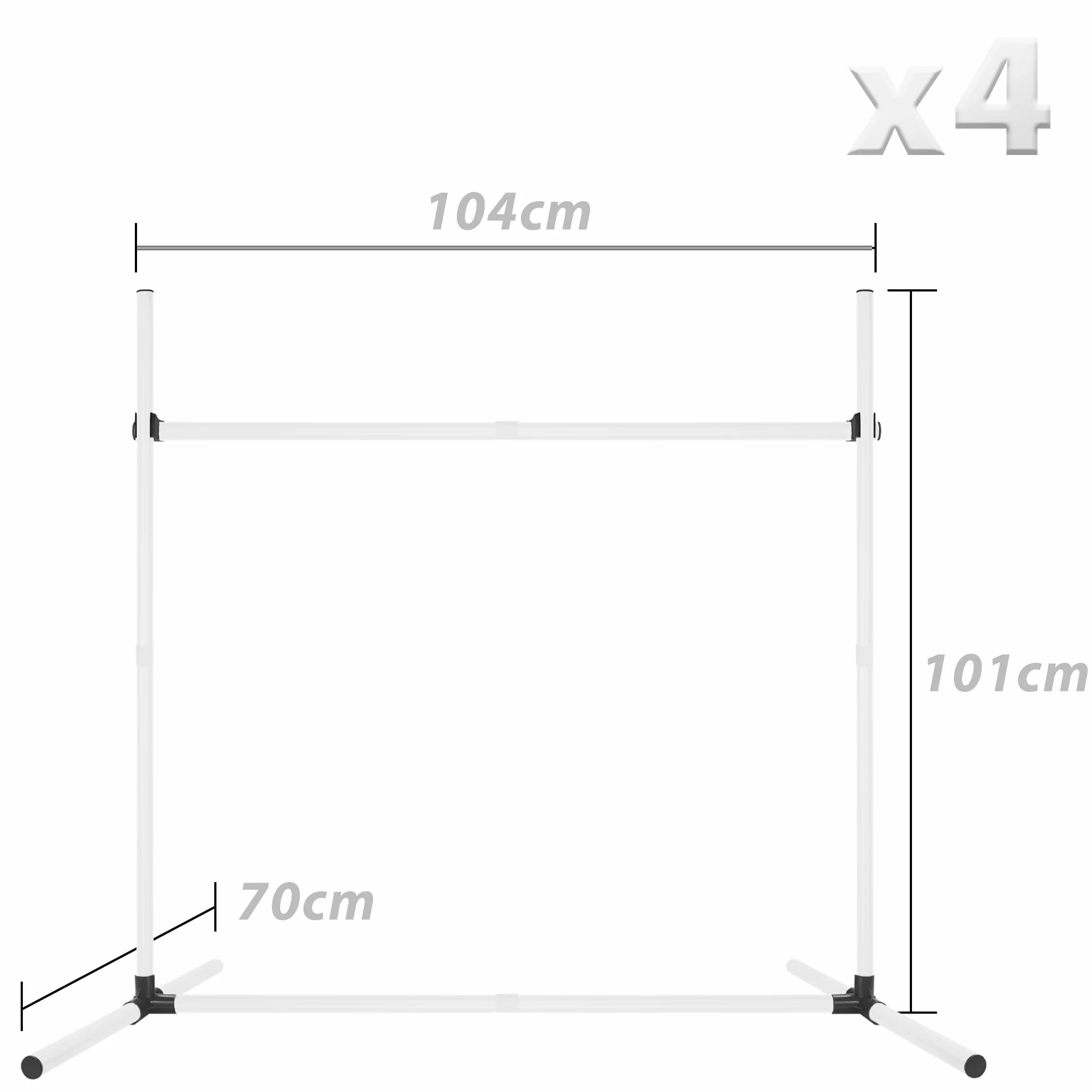 Agility zestaw płotek dla psów, pręty slalom, wyposażenie do treningu psów z 4 płotkami z regulacją wysokości, 104 x 70 x 101 cm, biały