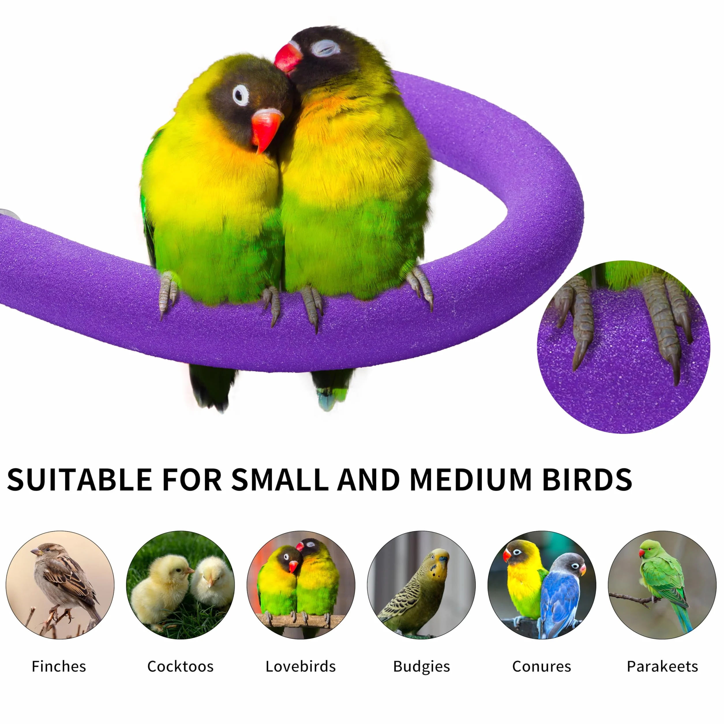 U kształt papugi stojak zabawka ptak platforma piasek łapa szlifowanie czysty kij ćwiczenia Conure Budgie Cockatiel klatka akcesoria (fioletowy)