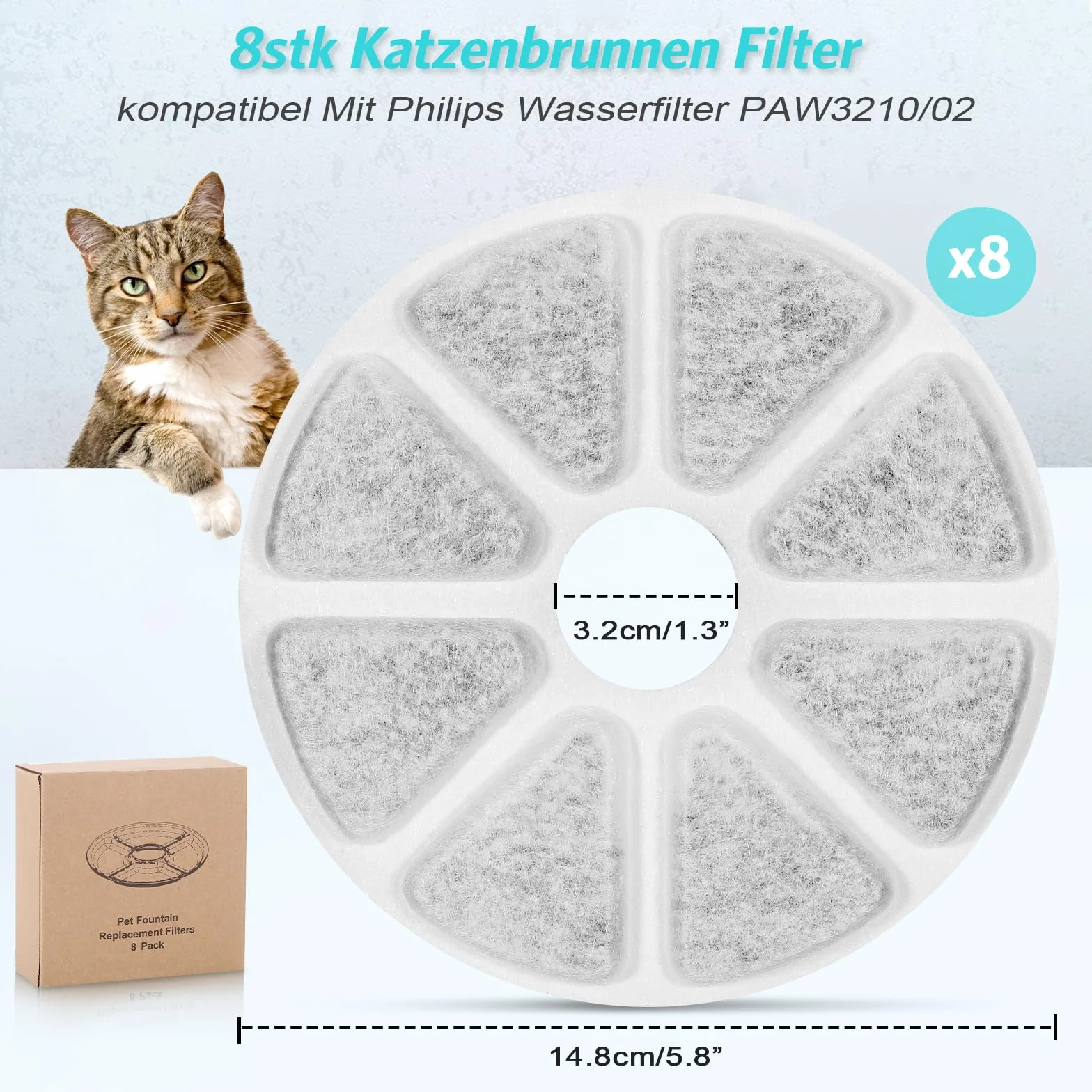 Philips PAW3210/02 filtry do fontanny węgiel aktywny 8 sztuk