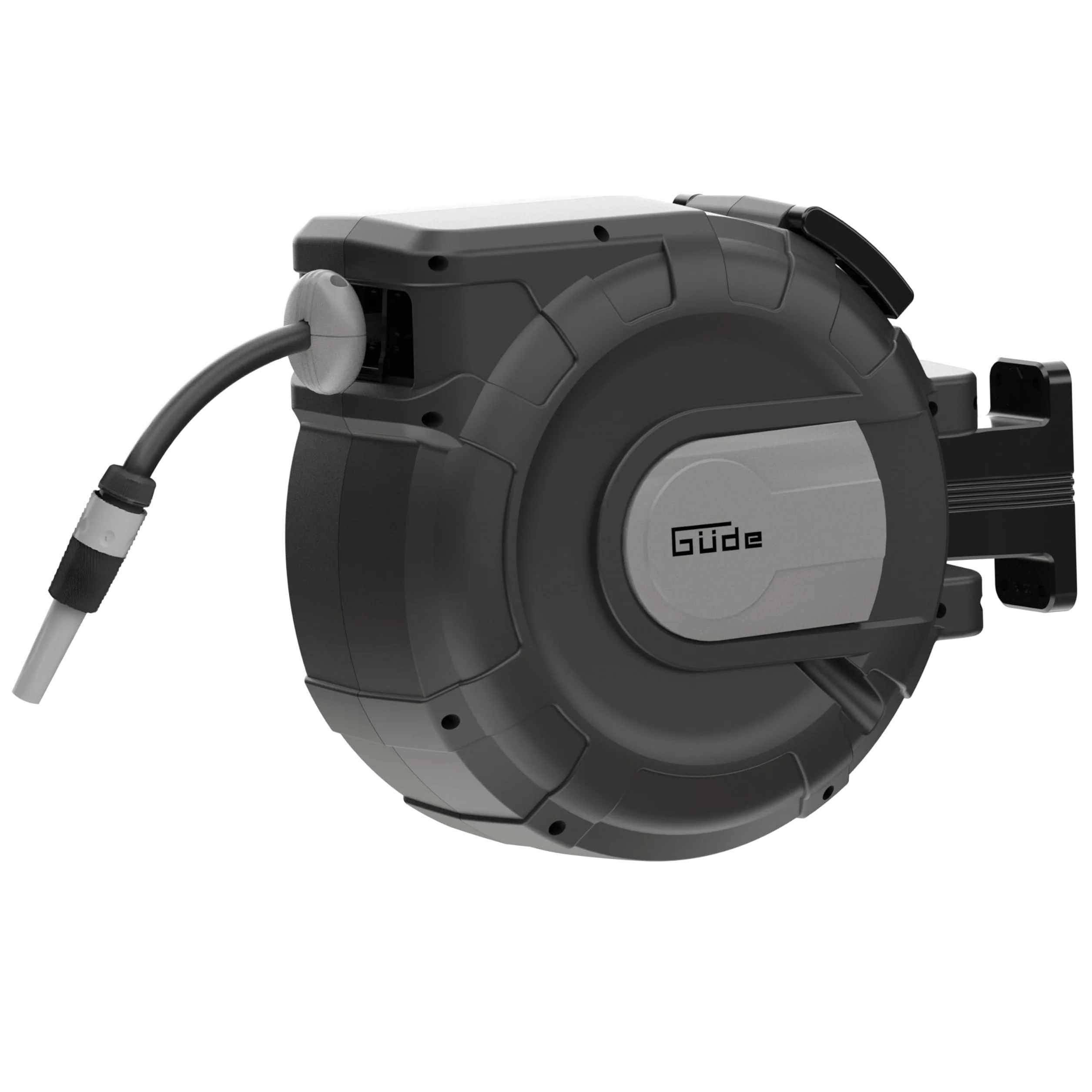 Güde Automatyczny bęben na wąż 30-2-2 1/2 (obracany o 180°, do montażu na ścianie, wąż 30 m, spryskiwacz wody, uchwyt ścienny, automatyczne podawanie, uchwyt do noszenia, 2 złącza szybkozamykające)