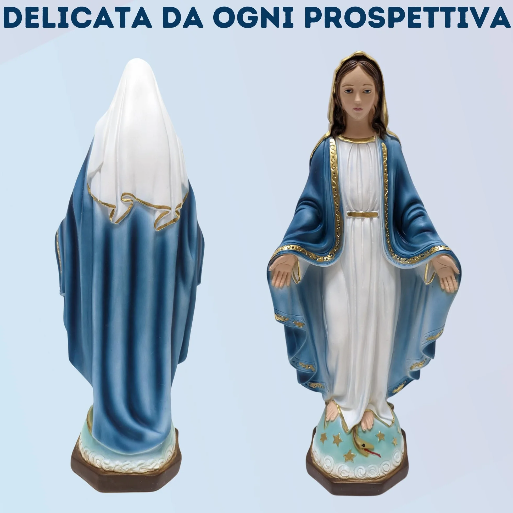 OVUNQUE PROTEGGIMI Figurka Matki Bożej Niepokalanej lub Cudownej 40 cm, marmurowy proszek, do wnętrz i na zewnątrz, figurka Matki Bożej ręcznie wykonana w Toskanii