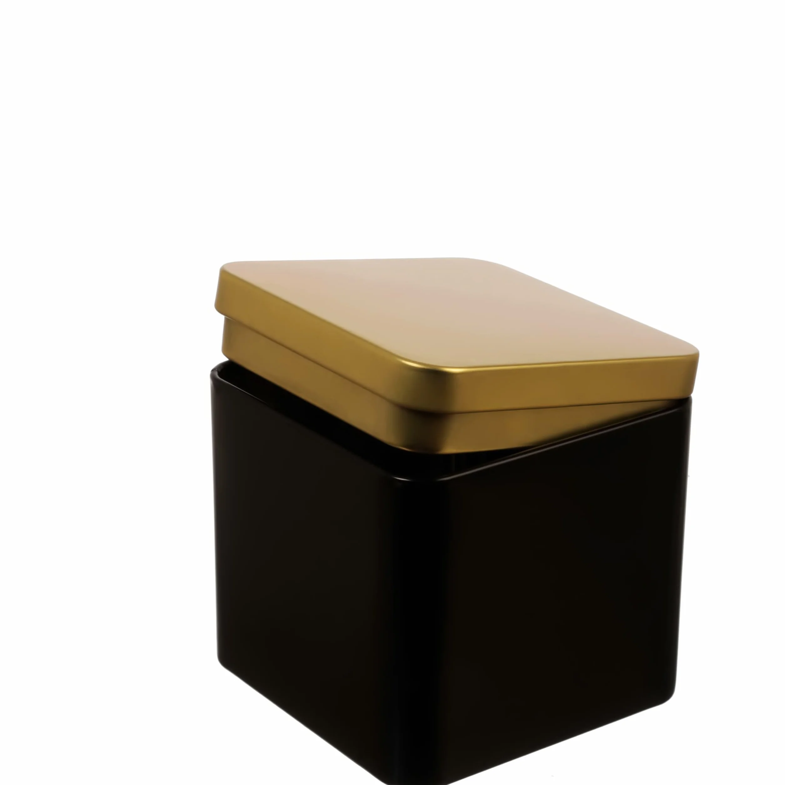 6 x eleganckie prostokątne pojemniki na herbatę/zapasy na herbatę, czarno-złote, odporne na zapachy z metalu, każda na 150 g herbaty | 9 x 9 x 9 cm (wys. x szer. x gł.) | idealne również