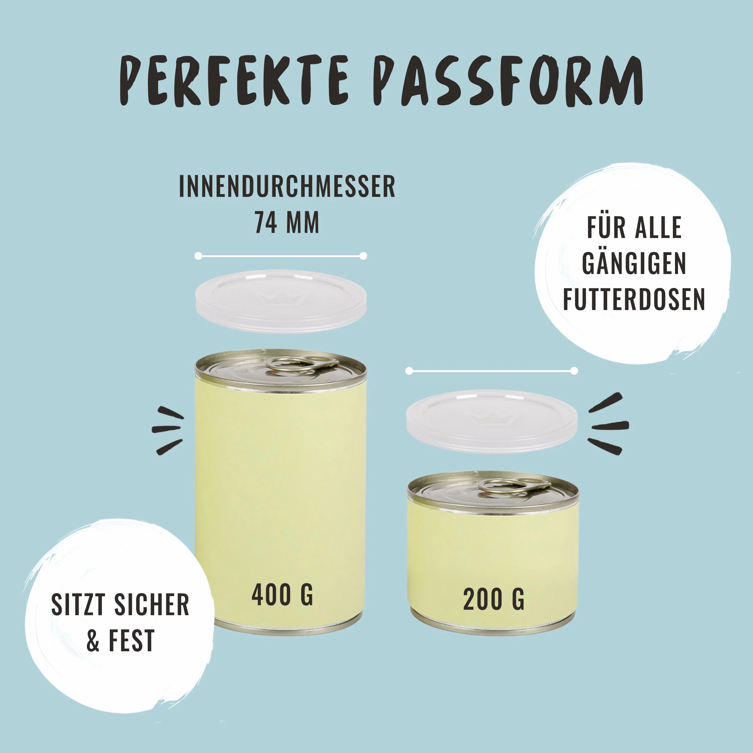 Rudelkönig Can Lids 200g/400g - 3 szt. - Silikonowe pokrywki do karmy dla psów i kotów, mycie w zmywarce