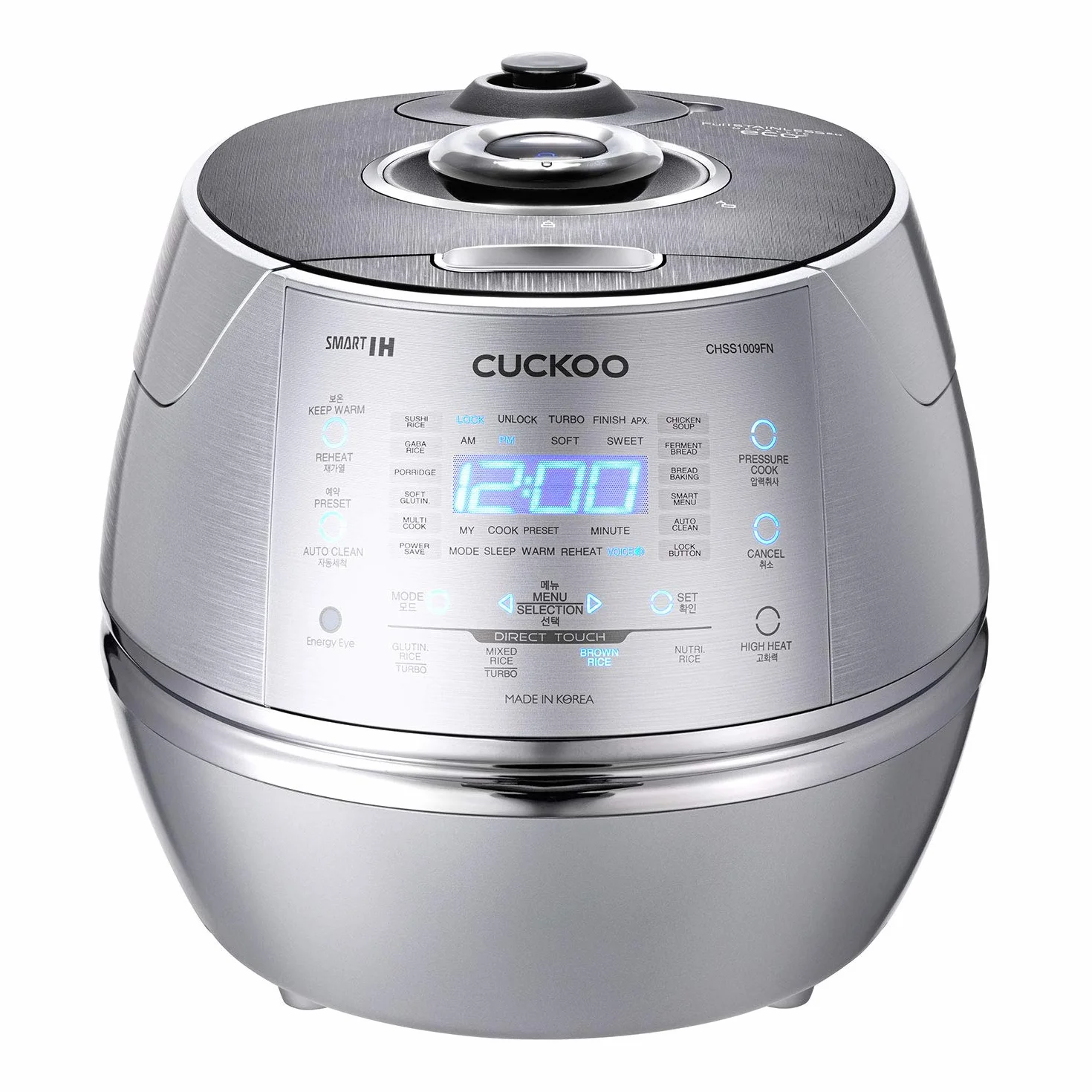 CUCKOO CRP-CHSS1009FN parowy szybkowar do ryżu Rice Cooker, 1,8 l, 10 filiżanek, indukcyjna technologia grzewcza IH, programowalny, ryż GABA, technologia DSP, bezpieczny zawór pary