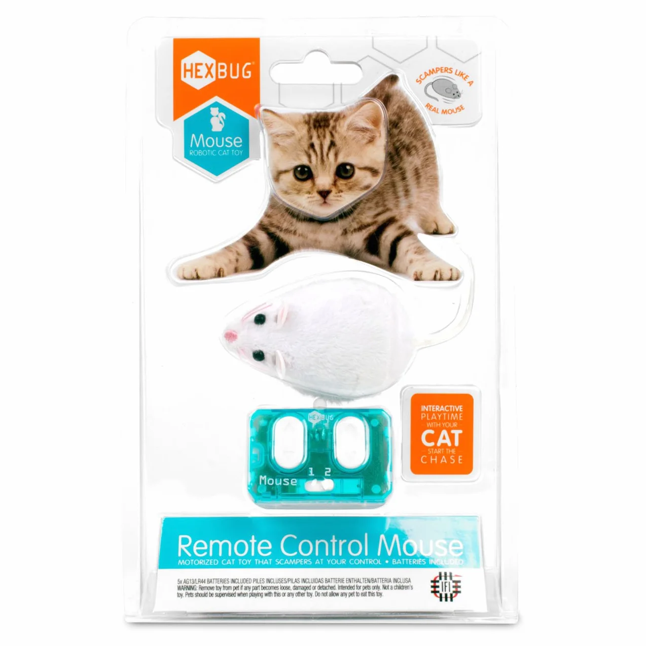 HEXBUG 480-4466-00TG12 Mysz zdalnie sterowana zabawka dla kota, biała