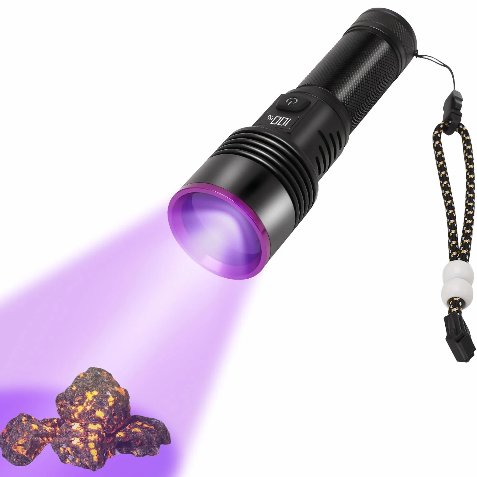 Latarka UV, 20 W, czarne światło, 365 nm, wodoszczelna latarka LED, ładowana, 5000 mAh, światło UV, do wykrywania moczu zwierząt domowych, bursztynu, skorpiona, minerałów, podróży, nad łóżkiem