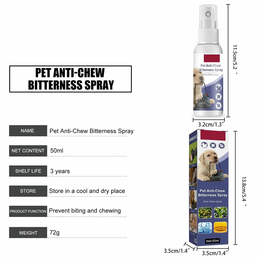Pet Anti-Chew Spray Gorzkie Spraye 50 ml Narzędzie Szkoleniowe Naturalny Składnik