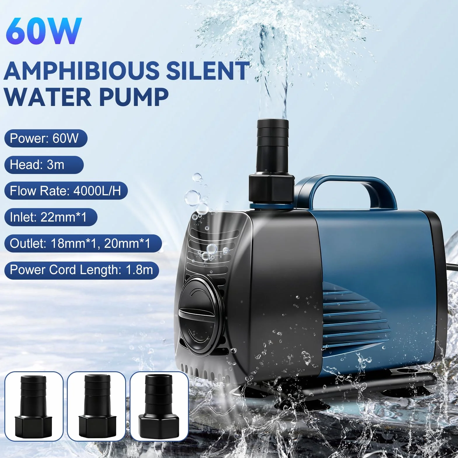Nikou Pompa zanurzeniowa 60 W 4000 l/h do brudnej wody i stawu