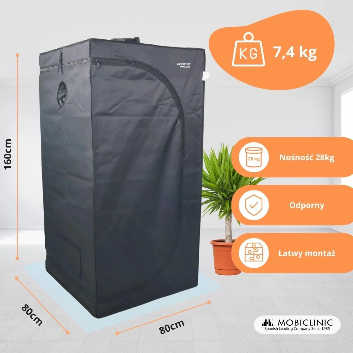Mobiclinic®, Namiot do uprawy wewnętrznej, Growbox, Premium mylar 97% odblaskowy, Hydroponiczny, Wodoodporny, Zdejmowane dno, Gruba, Tkanina nylonowa, Solidna konstrukcja, Grow tent
