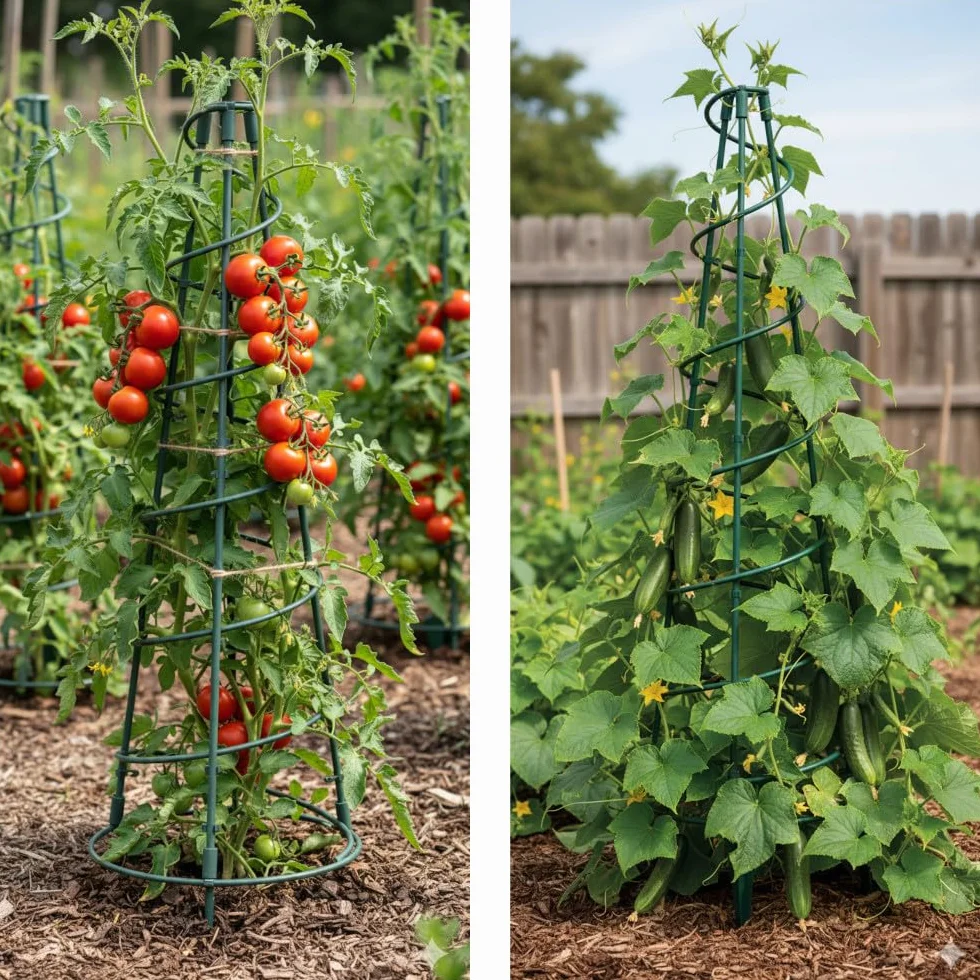 Podpórka ogrodowa do roślin pnących, stożkowa pergola spiralna, stojak na doniczki, średnica 35 cm i wysokość 90 cm, do pomidorów, ogórków i kwiatów