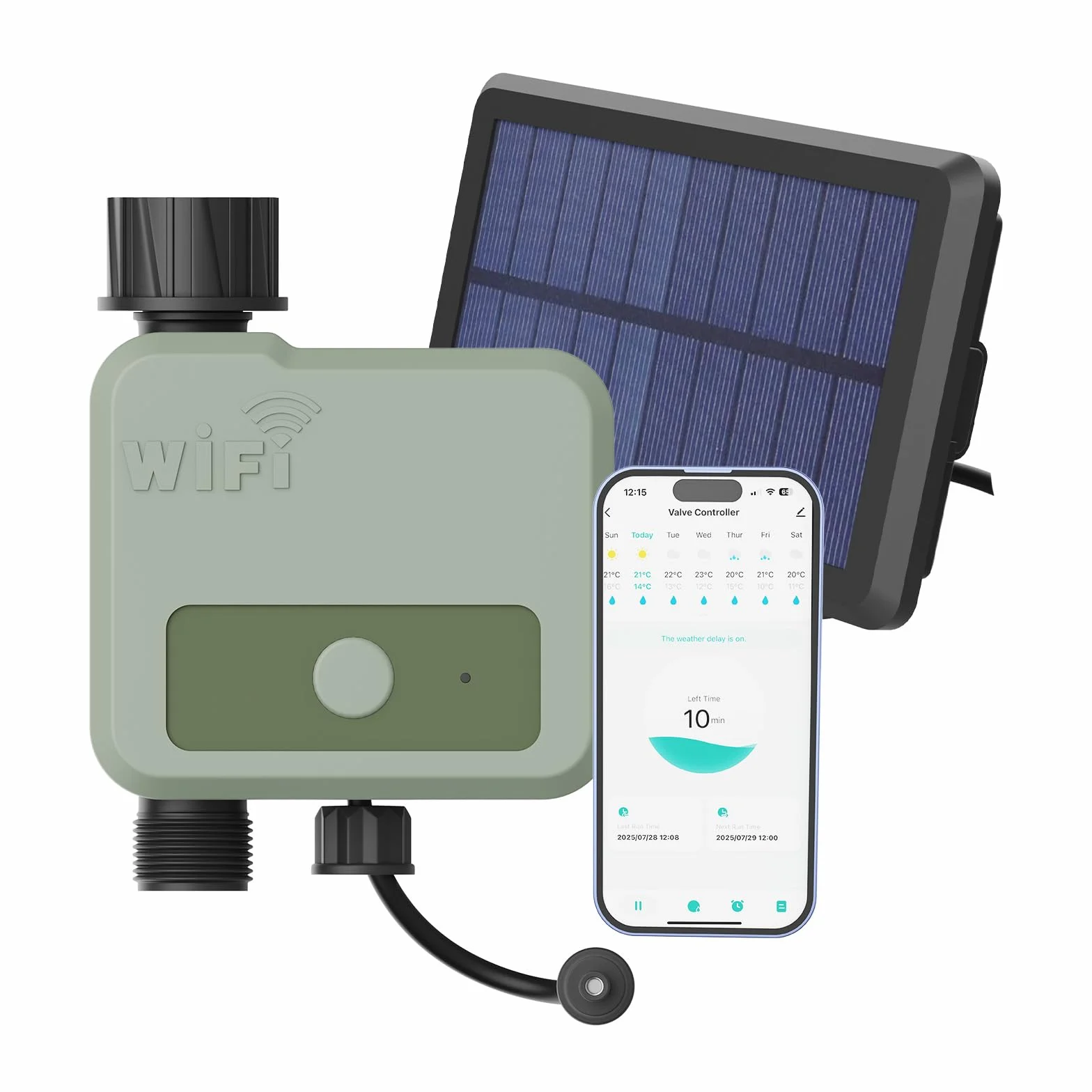 Smart WiFi Programator Nawadniania firmy MMOBIEL – Cyfrowy Timer Zasilany Solarnie i USB - Zasięg Bezprzewodowy 30m, Programowanie Automatyczne, Wodoodporny, Opóźnienie Deszczu - Łatwa Instalacja