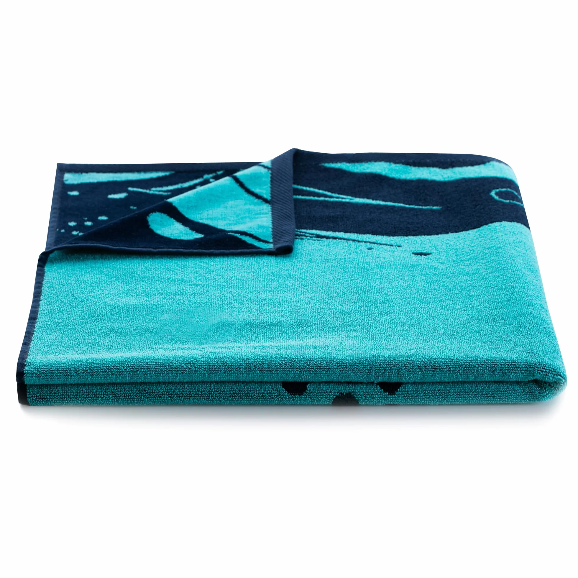 RESTILO Ręcznik plażowy, duży, 90 x 180 cm, ręcznik plażowy, 100% bawełna, frotte, welur, ręcznik kąpielowy, łatwy w pielęgnacji, miękki i chłonny, szybkoschnący, na plażę, niebieski, granatowy