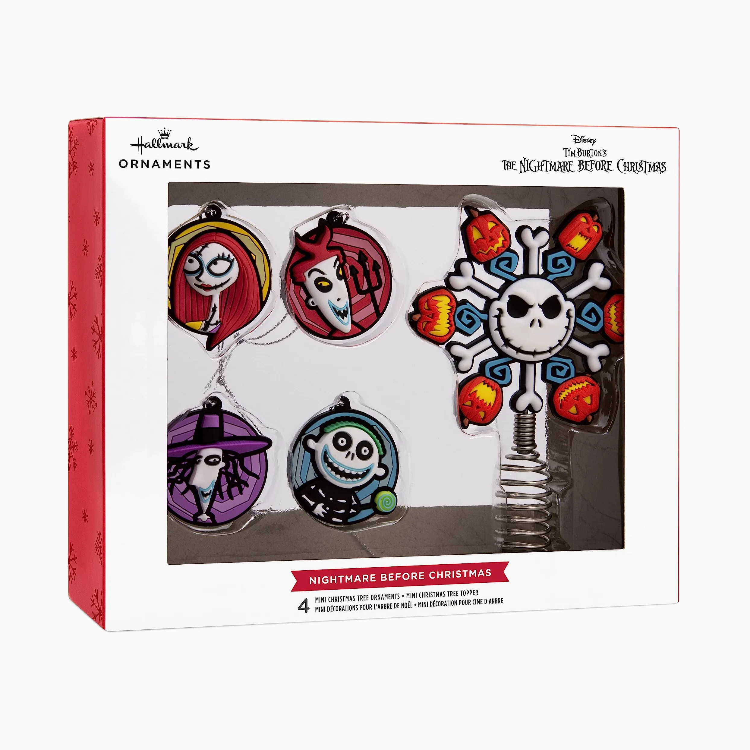 Hallmark Disney Tim Burton's Koszmar przed Bożym Narodzeniem 12,7 cm miniaturowa ozdoba na choinkę i mini ozdoby 4,3 cm, zestaw 5 sztuk, nietłukące się
