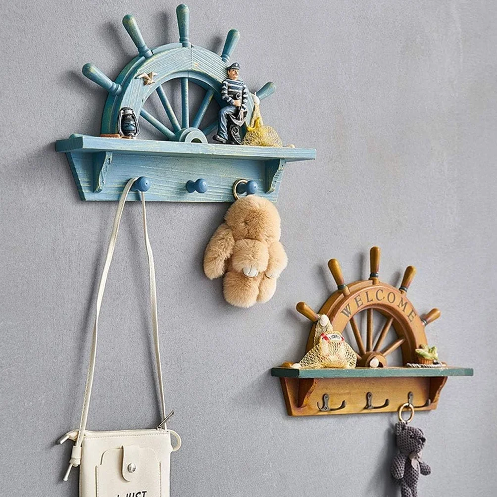 Wieszak na płaszcze Drewniany wieszak ścienny Wieszaki na płaszcze Ścienny Dekoracja ścienna, Heavy Duty Key Hat Rack Holder (Color : Natural)