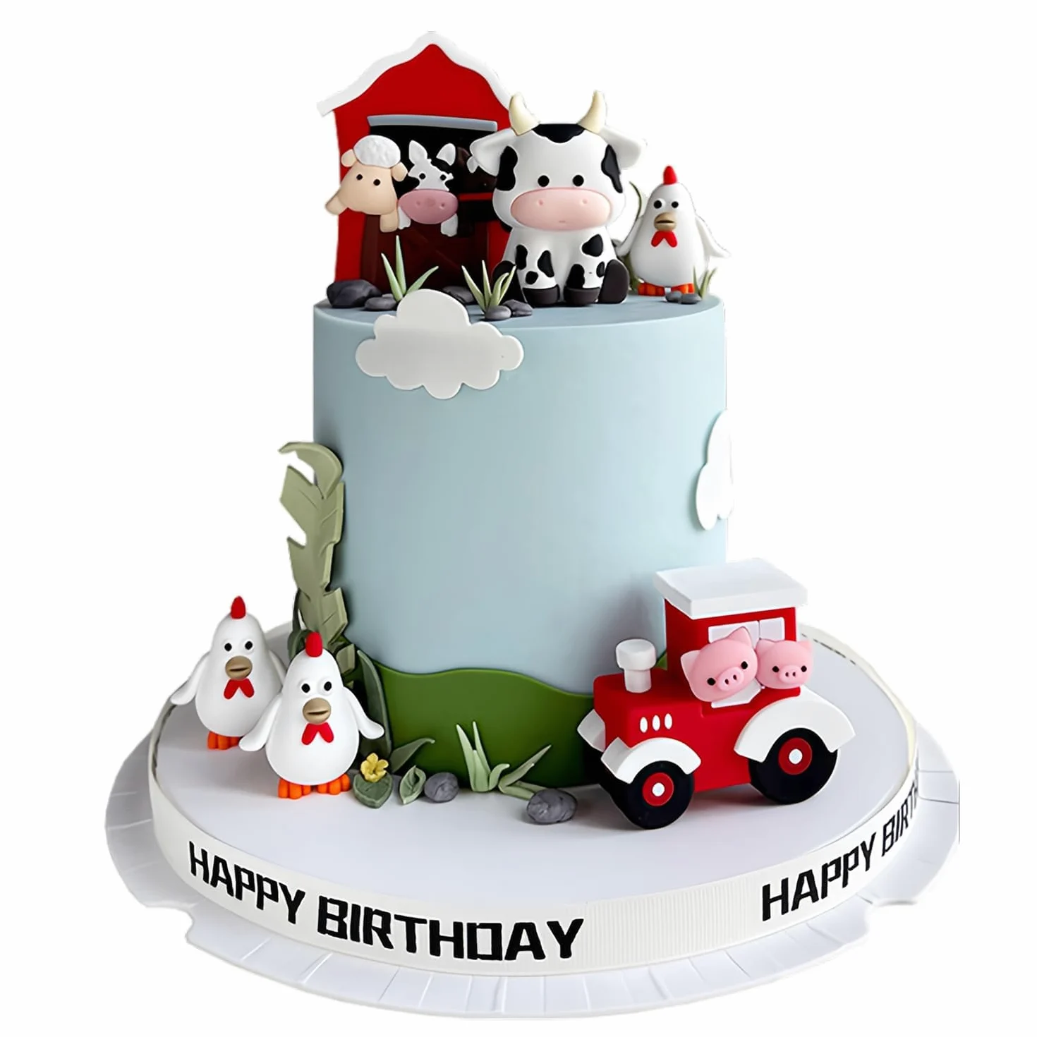 6 dekoracyjnych figur do urodzin na farmie, dekoracja do ciasta zwierzęta, idealne do dekoracji tortów na urodziny i na baby shower, chłopiec i dziewczynka (czerwone)