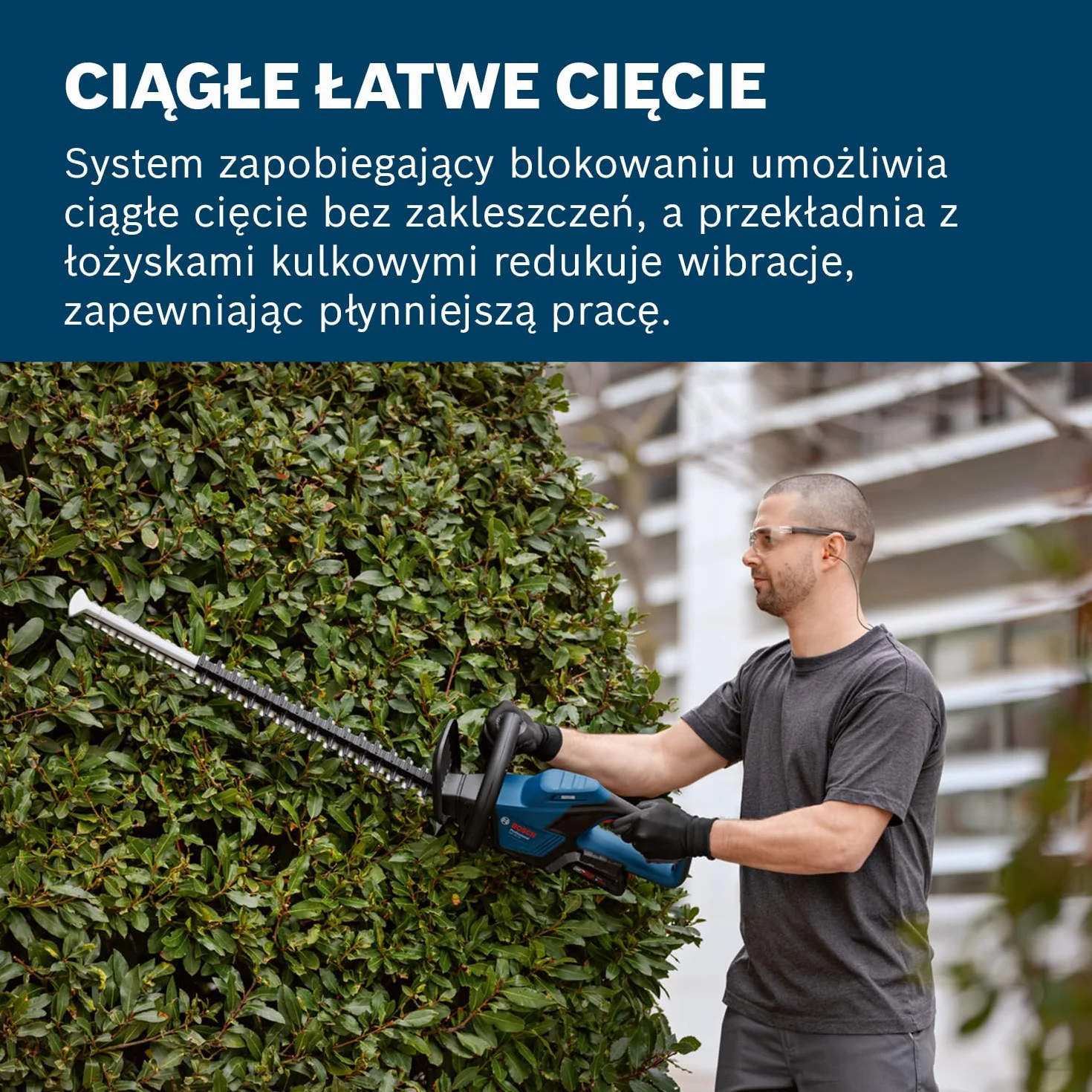 System profesjonalny 18 V firmy Bosch: sekator akumulatorowy GHE 18V-50 (grubość cięcia 20 mm, ostrze 50 cm, silnik bezszczotkowy, ergonomiczna konstrukcja)
