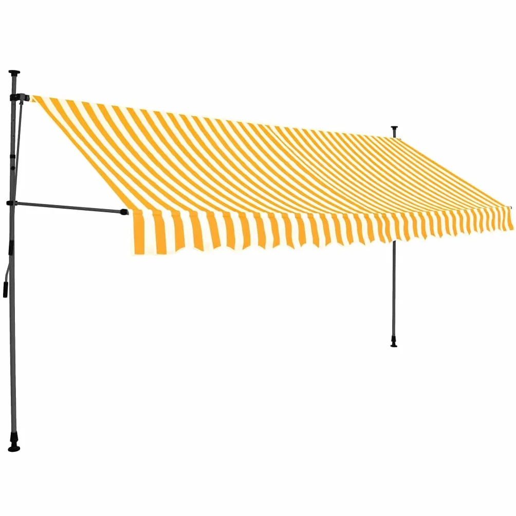 vidaXL Ręcznie zwijana markiza z LED, 350 cm, biało-pomarańczowa