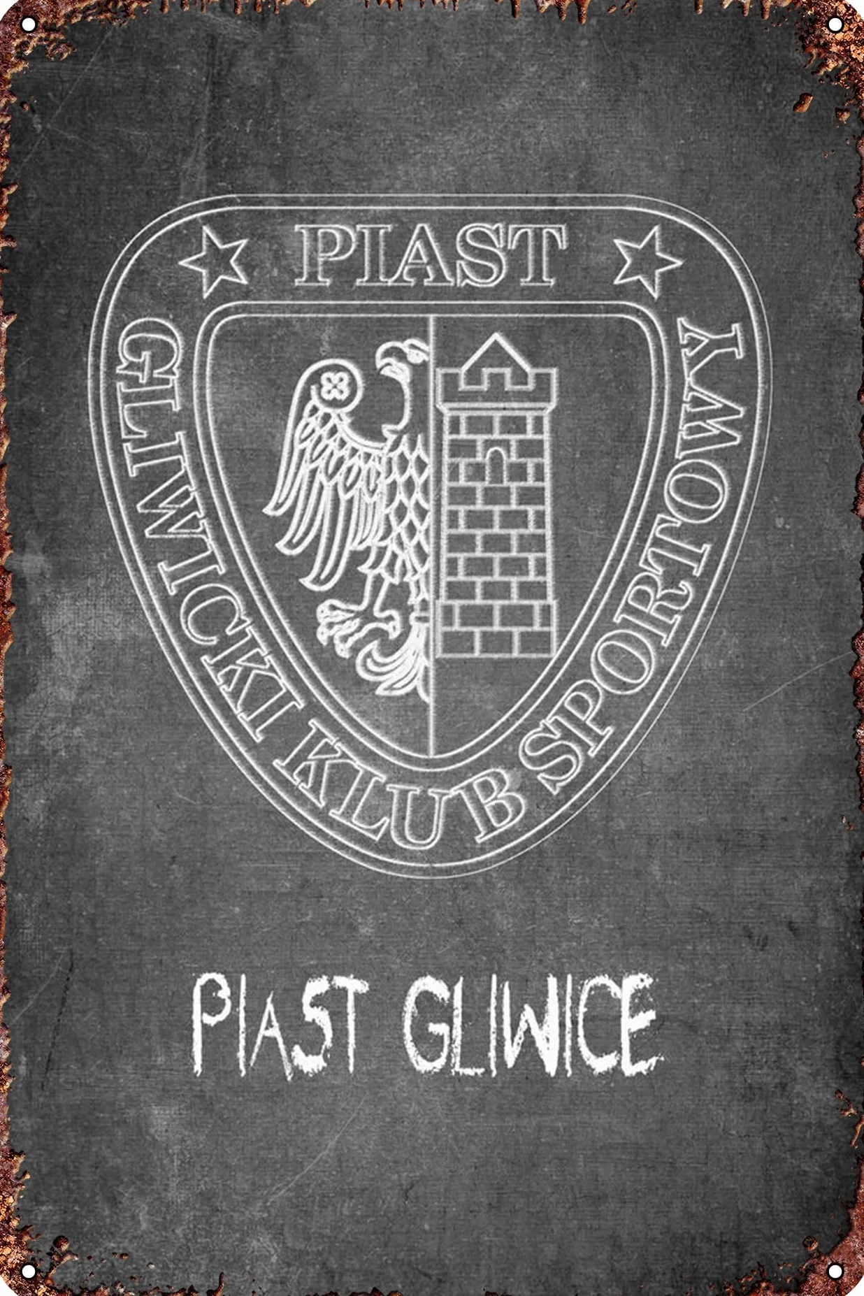 FYELVO Piast Gliwice plakat retro zabawny metalowy blaszany znak, dekoracja ścienna do domu na zewnątrz 20 x 30 cm