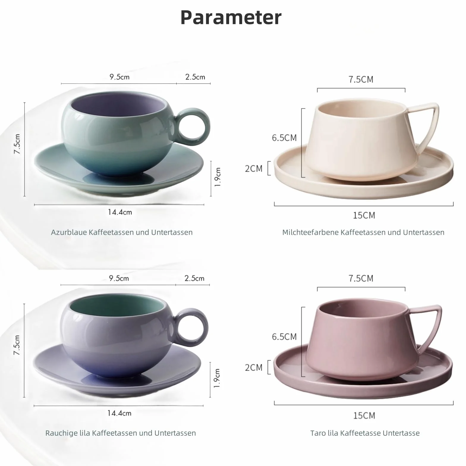 Filiżanki do kawy, filiżanki ceramiczne, zestawy spodków po zakończeniu noon, prezenty dla przyjaciół, prezenty bożonarodzeniowe (fioletowe taro)