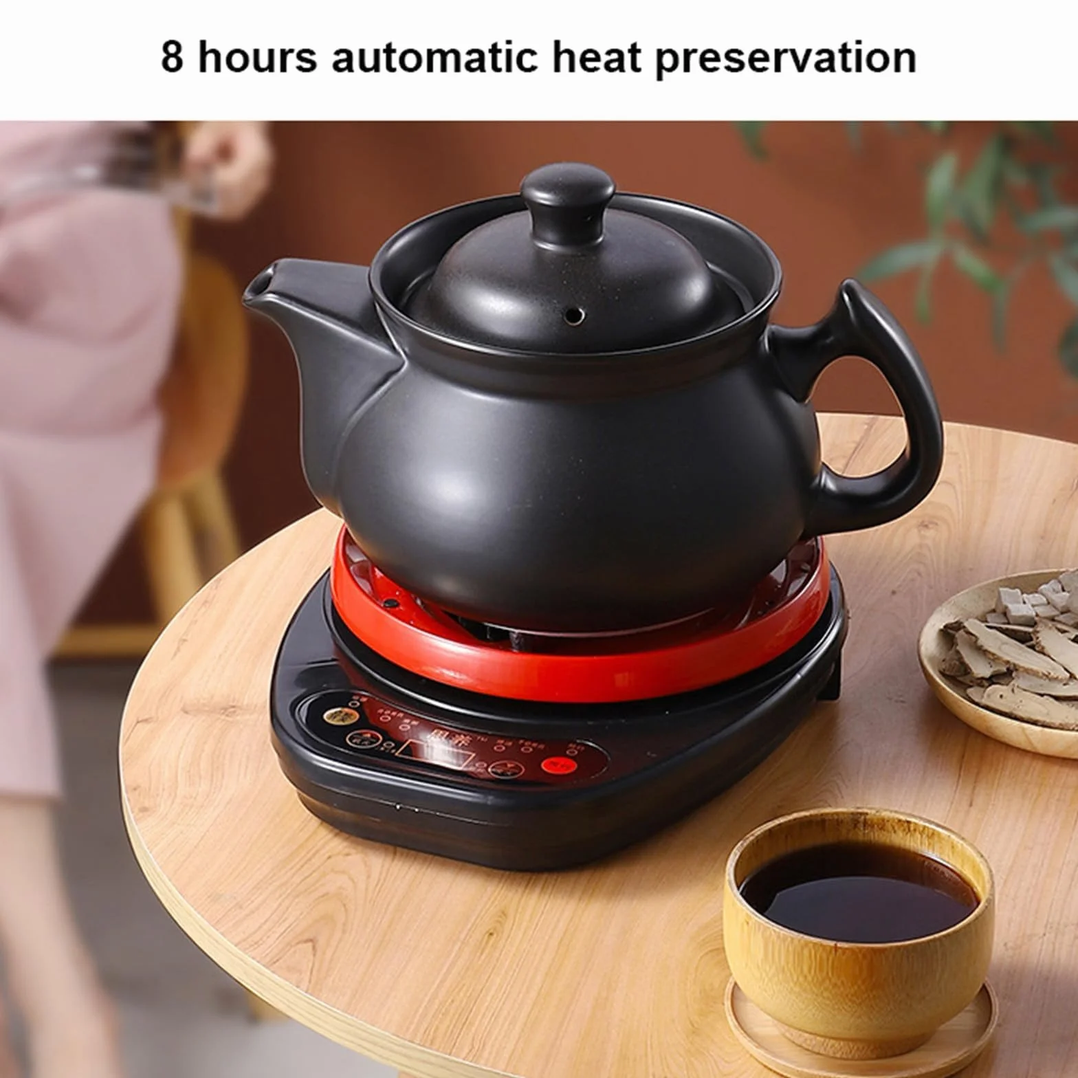 Multifunktal Electric Ceic Pot, Auto Temp Control do zup i herbaty ziołowej, Zdrowe gotowanie parowe, Nonstick Inner Pot, Easy Clean Home Kitchen Appliance