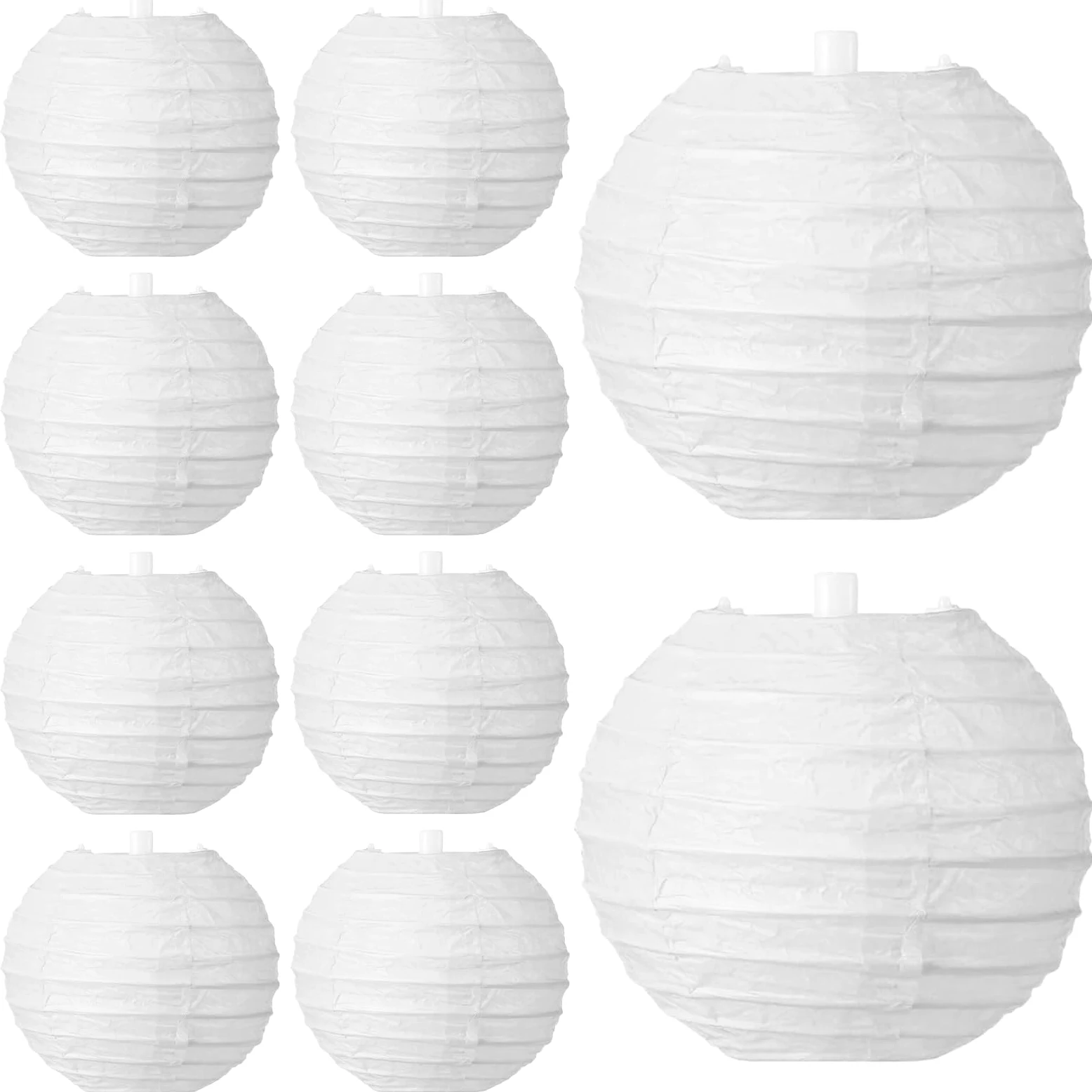 10 białych papierowych lampionów, 7,5 cm, chiński lampion, jedwabny pompon, dekoracja pokoju dziewczęcego, na wesele, przyjęcie urodzinowe, przyjęcie w ogrodzie