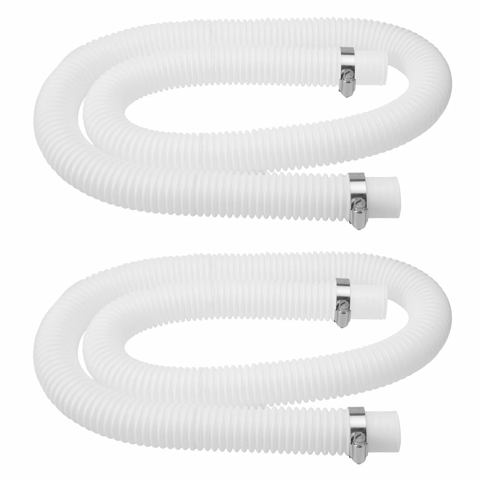 TNSLAND 2 sztuki wąż basenowy 32mm z 4 sztuki klips zabezpieczający wąż basenowy 150cm biały wąż basen wąż zastępczy basen wąż do pompy zanurzeniowej wąż pompowy do pomp basenowych i pompy filtrującej