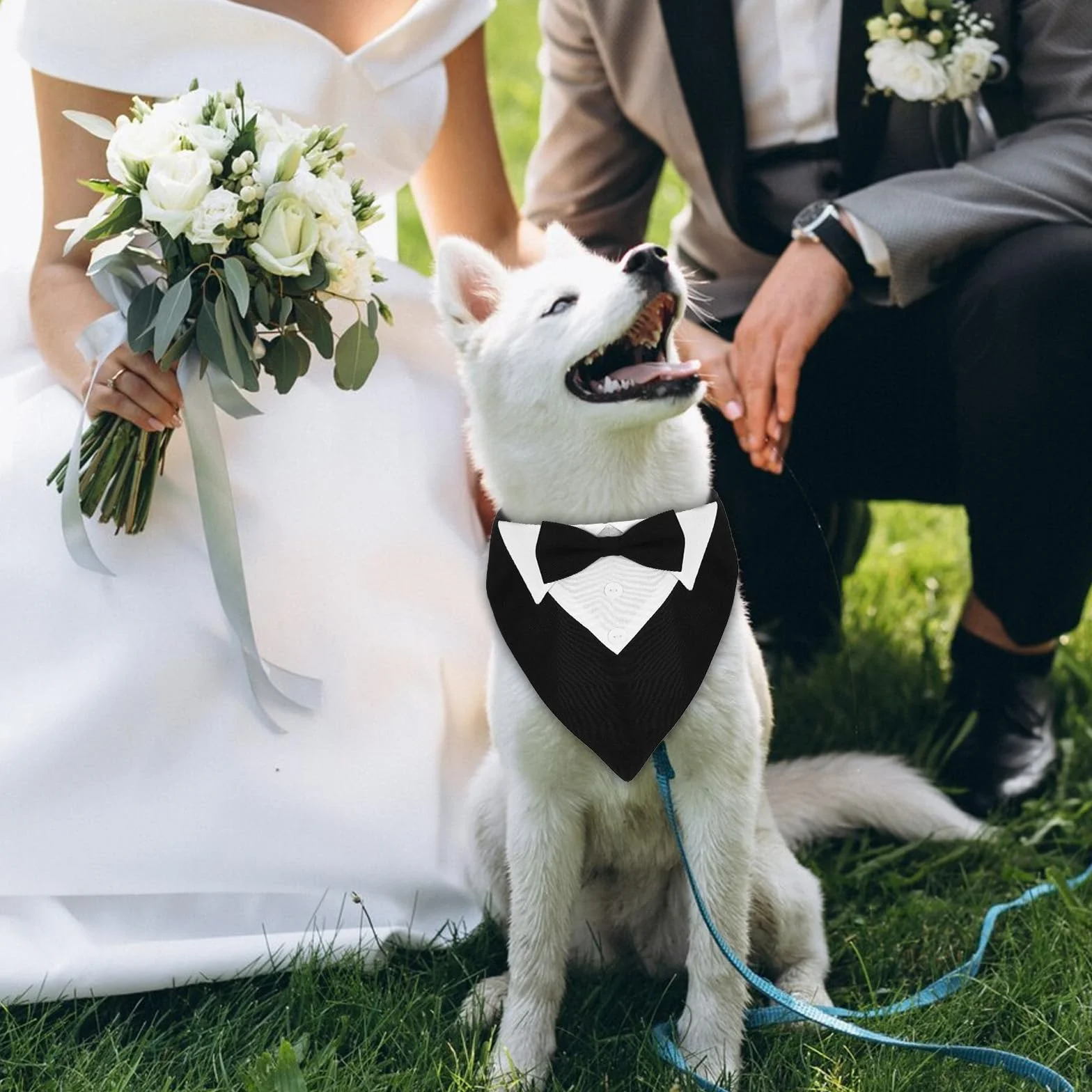 Formalna bandana smokingowa dla psa, bandana dla psa, tuxedo, bawełniana, formalna obroża dla psa, na wesele, imprezę, regulowana, krawat, dla zwierząt domowych, muszka, L