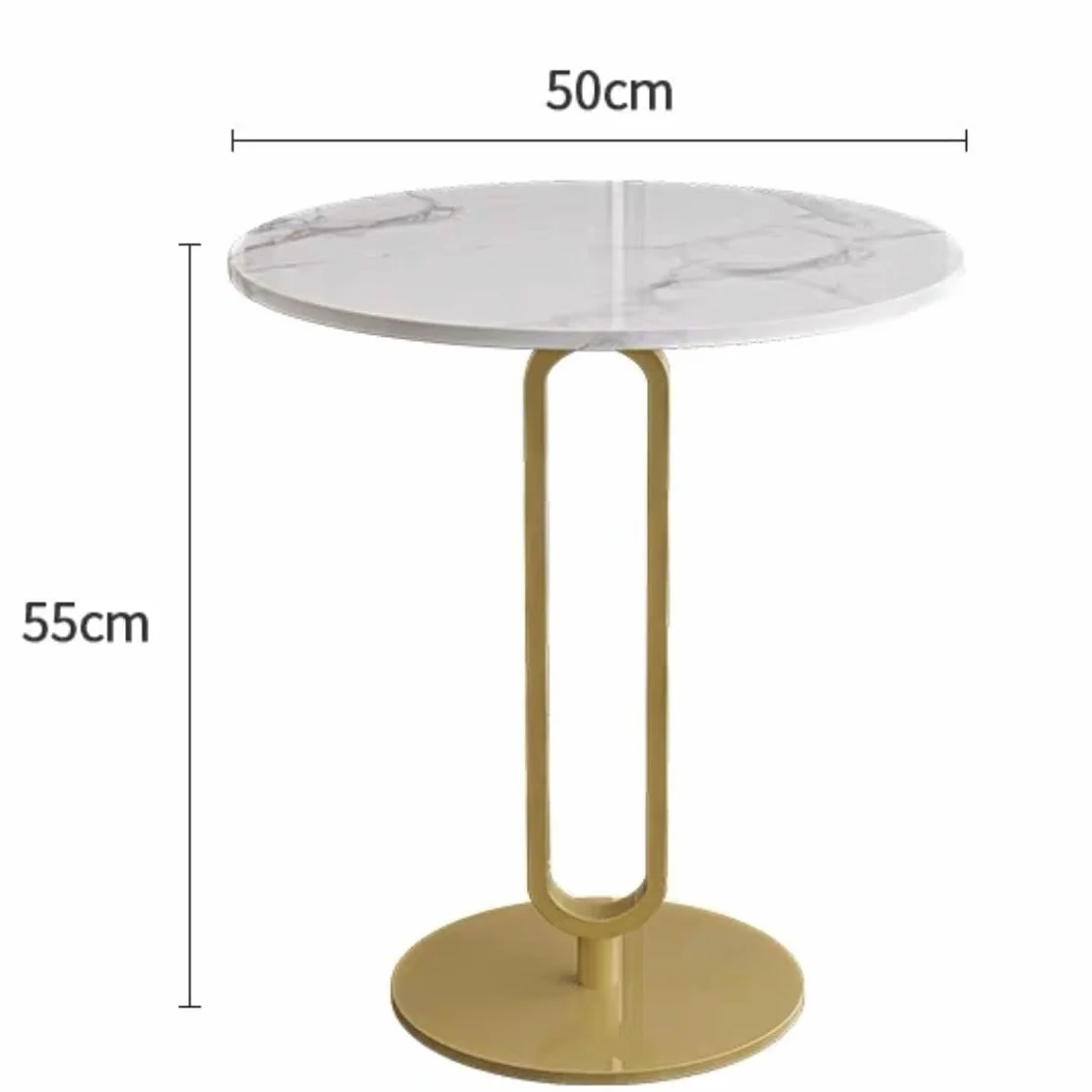 Stolik do Salonu Żelazna Płyta Stolik Narożny Salon Mały Kawowy Marmur Okrągły Stół Sofa Balkon Kawowy(F,50 * 55cm)