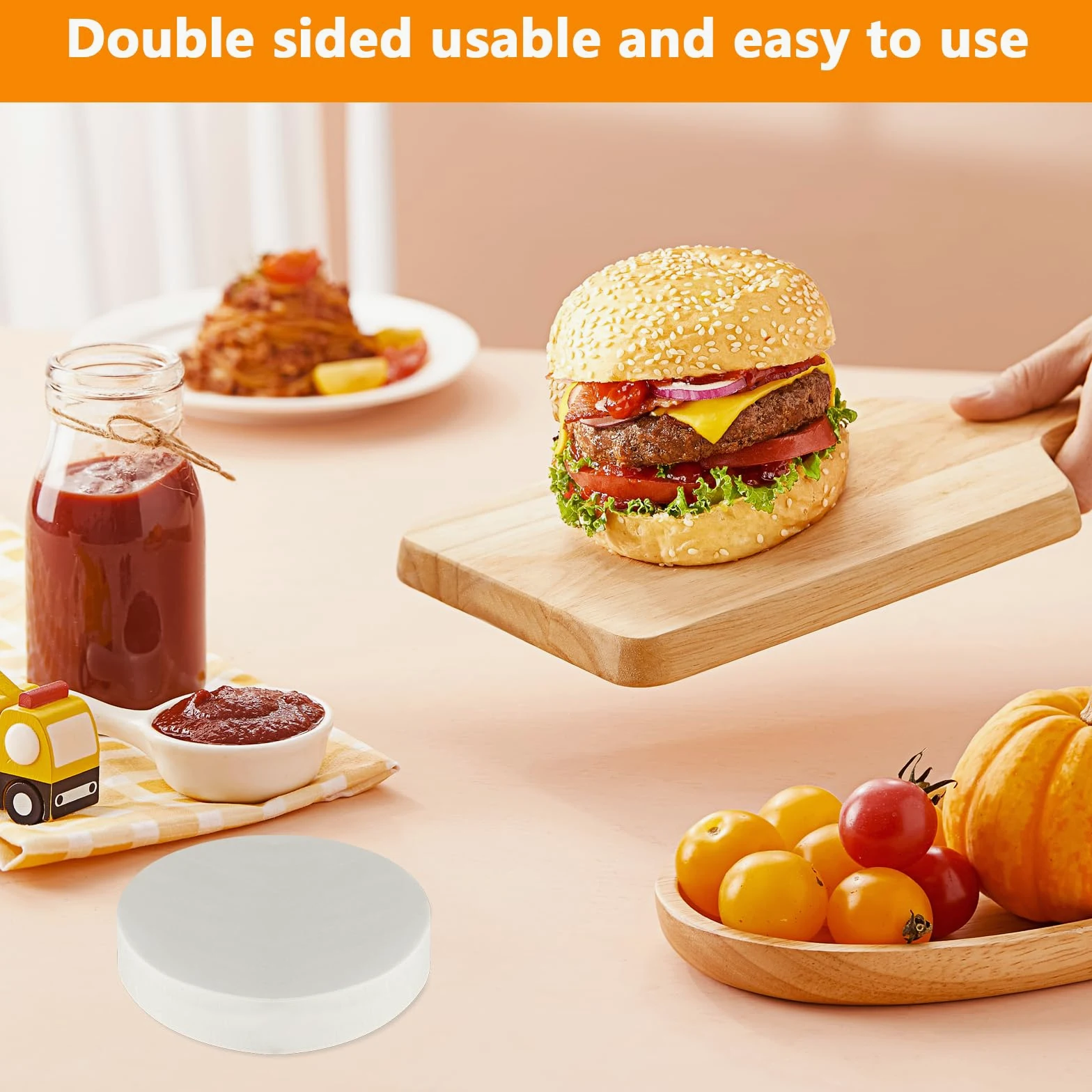 1000 szt. arkuszy papieru do burgerów, 11 cm, okrągłe prasy do burgerów, odporne na tłuszcz, pergamin do pieczenia, nieprzywierające arkusze papieru woskowego do żywności, oddzielne mrożenie papieru