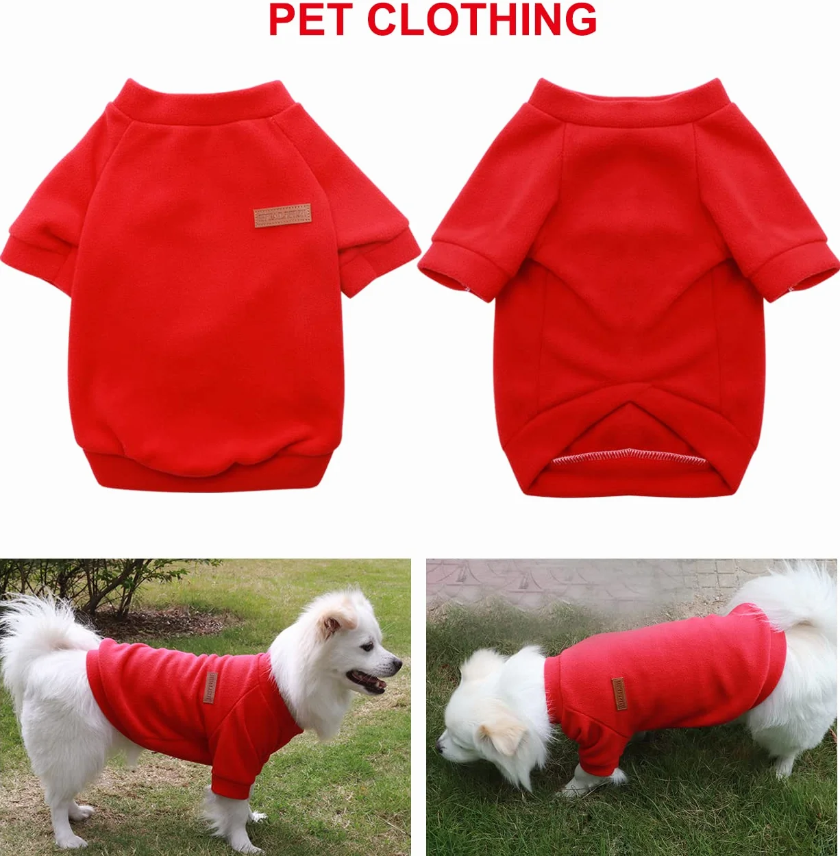 Ciepła polarowa bluza dla psa Chihuahua sweter dla małych psów (Czerwony, 3XL)