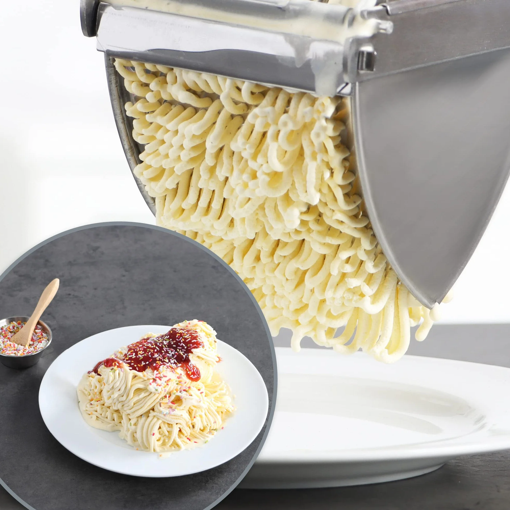 COM-FOUR® Prasa do ziemniaków ze stali nierdzewnej, mozna myc w zmywarce - praska do ziemniaków - praska do spaghetti - tluczek do ziemniaków