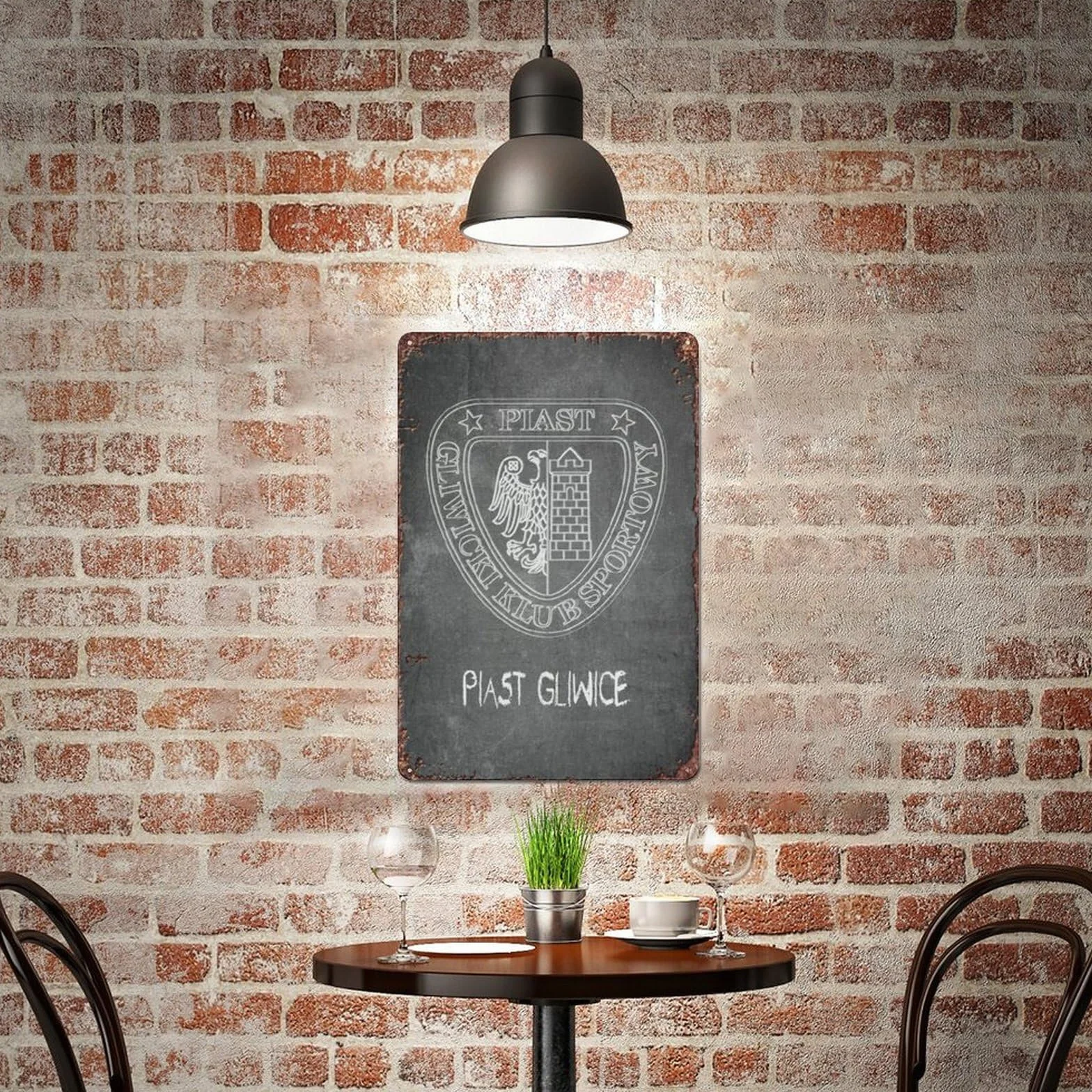 FYELVO Piast Gliwice plakat retro zabawny metalowy blaszany znak, dekoracja ścienna do domu na zewnątrz 20 x 30 cm