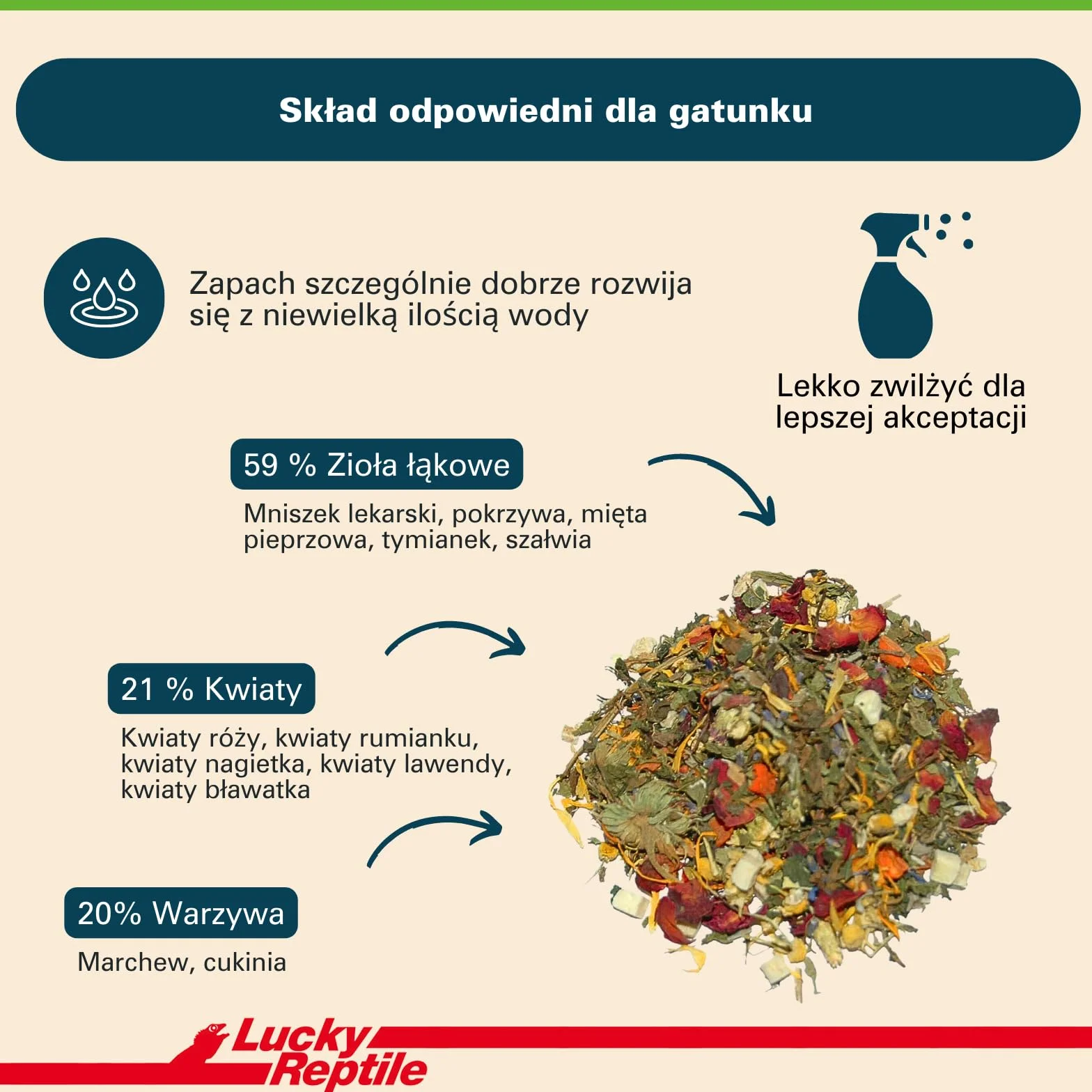 Lucky Reptile Testudo Mix 80g - Pokarm dla żółwi lądowych z suszonymi kwiatami i ziołami - Pokarm dla żółwi z dużą ilością błonnika i minerałów - Karma dla europejskich żółwi lądowych